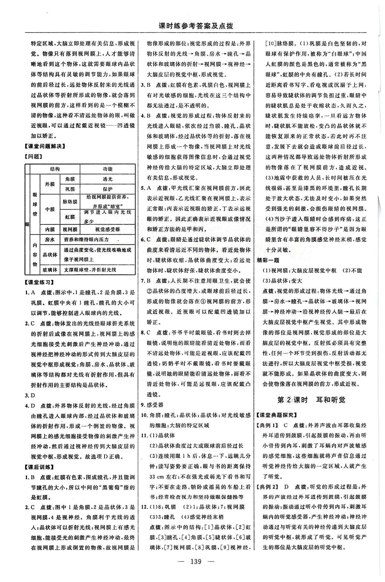 2015年點撥訓(xùn)練七年級生物下冊人教版 課時練答案與點撥 [18]