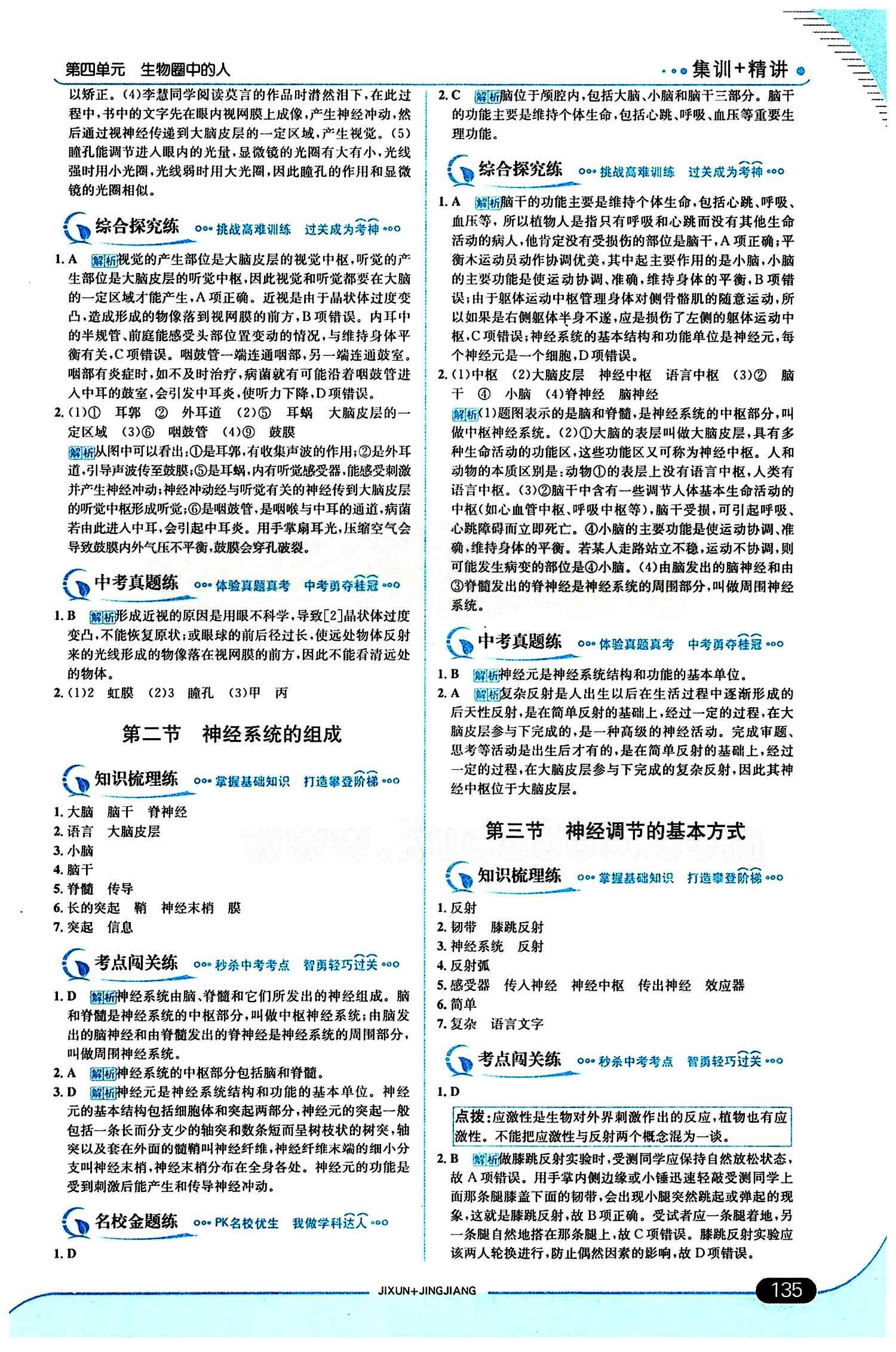 走向中考考場 集訓(xùn)版七年級下生物現(xiàn)代教育出版社 第六章 人體生命活動的調(diào)節(jié) [2]