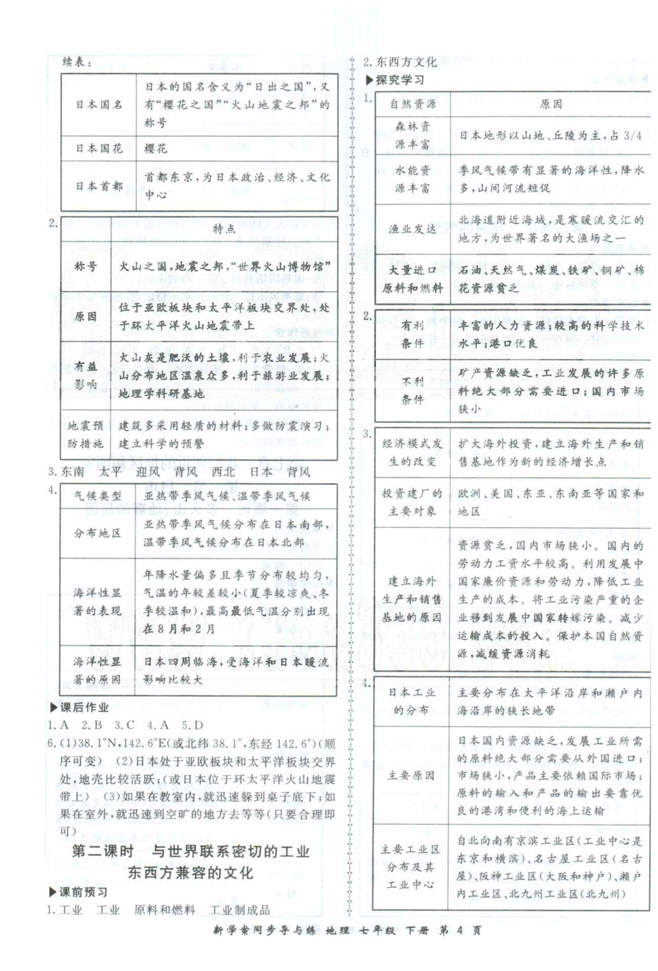 新學(xué)案同步導(dǎo)與練七年級(jí)下地理鄭州大學(xué)出版社 6-7章 [4]