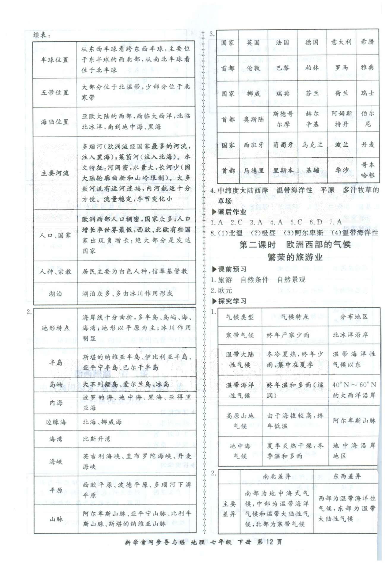 新學(xué)案同步導(dǎo)與練七年級下地理鄭州大學(xué)出版社 8-10章 [3]