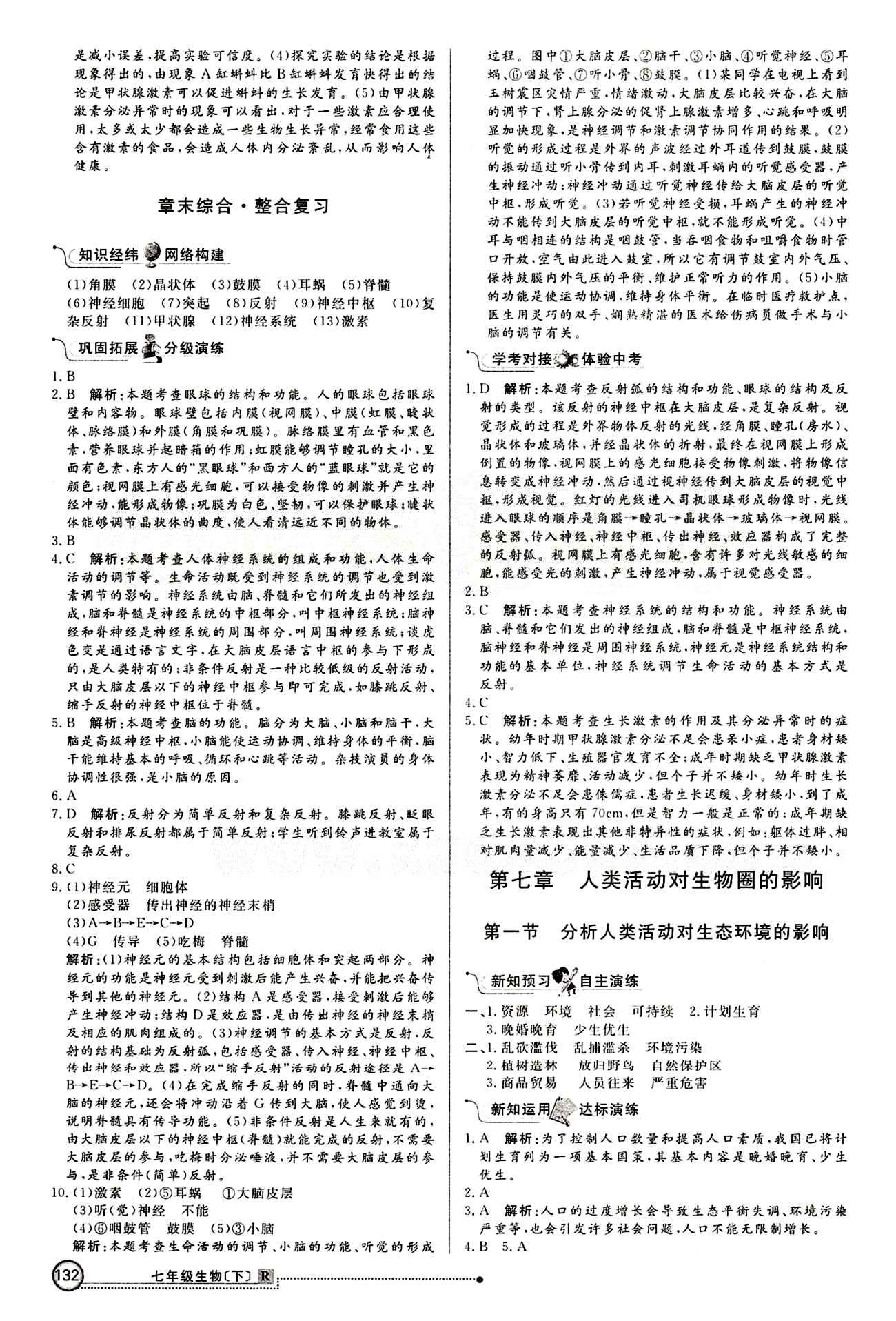 2015 練出好成績 高效課時訓練七年級下生物延邊大學出版社 課課過關區(qū) [15]