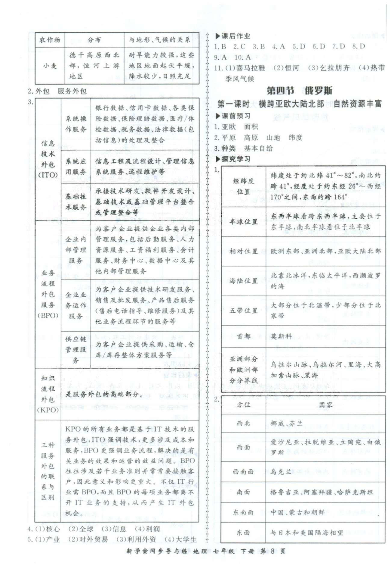 新學(xué)案同步導(dǎo)與練七年級(jí)下地理鄭州大學(xué)出版社 6-7章 [8]