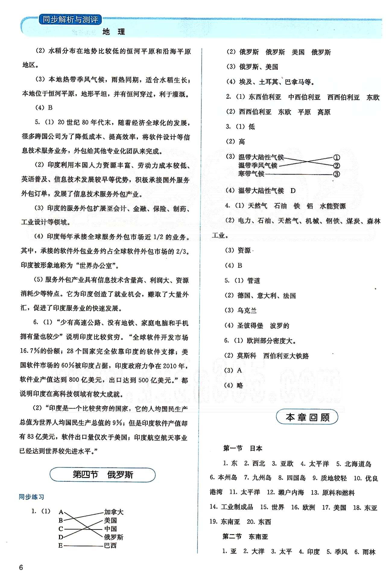 2015人教金學典同步解析與測評七年級下冊地理人教版 第七章 我們鄰近的地區(qū)和國家 [3]