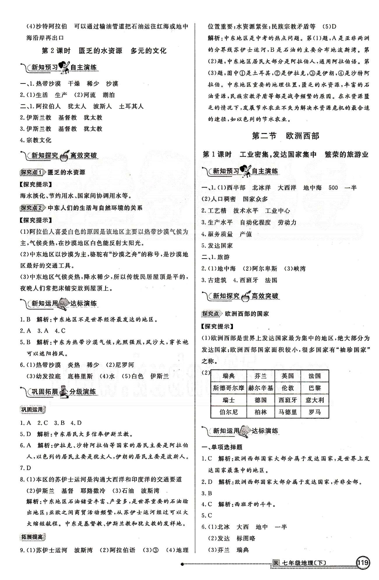 練出好成績(jī)七年級(jí)下地理延邊大學(xué)出版社 第八章 東半球其他的地區(qū)和國(guó)家 [2]