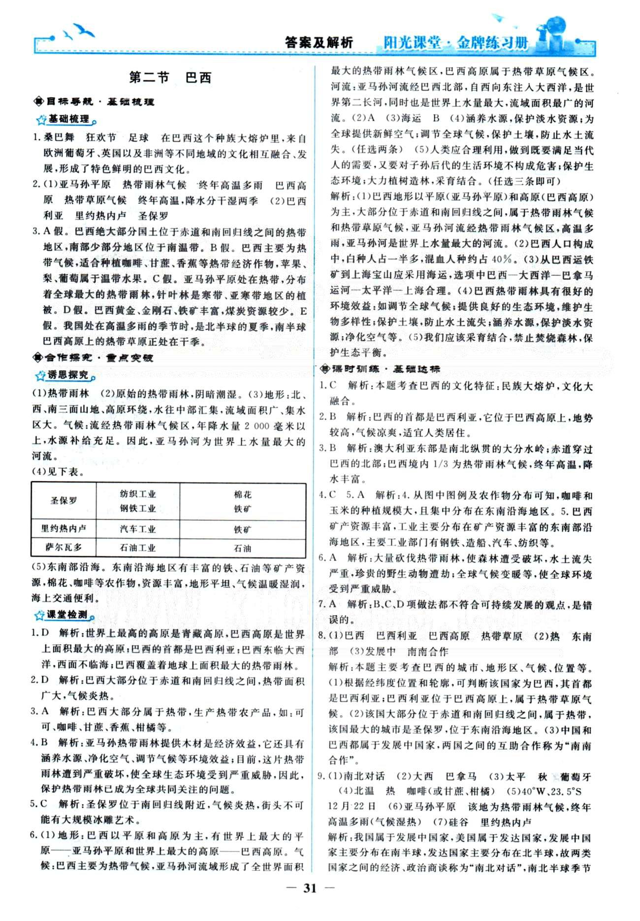 金牌練習(xí)冊(cè)七年級(jí)下地理人民教育出版社 8-10章 [6]