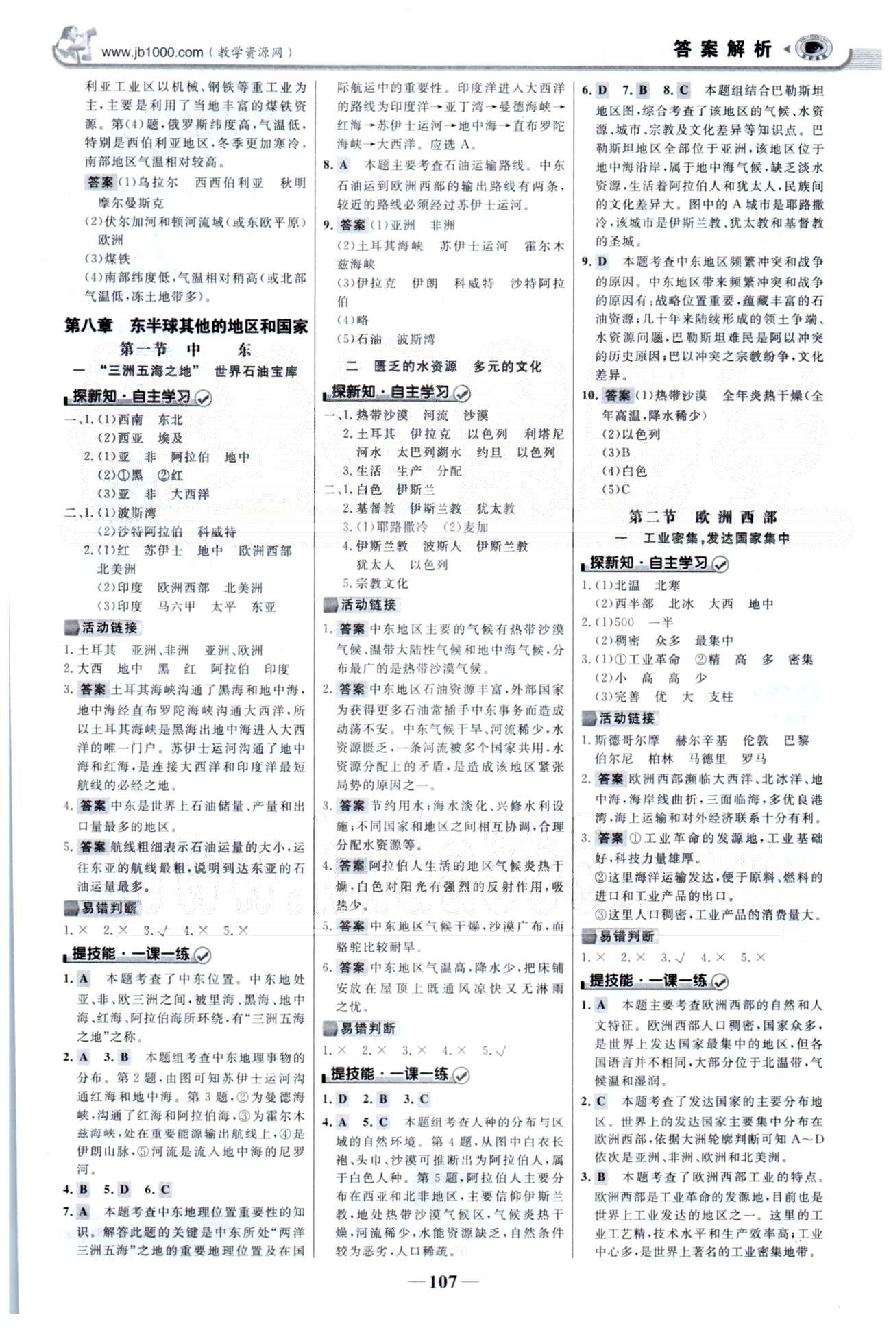 金榜學(xué)案七年級下地理浙江科學(xué)技術(shù)出版社 6-7章 [6]