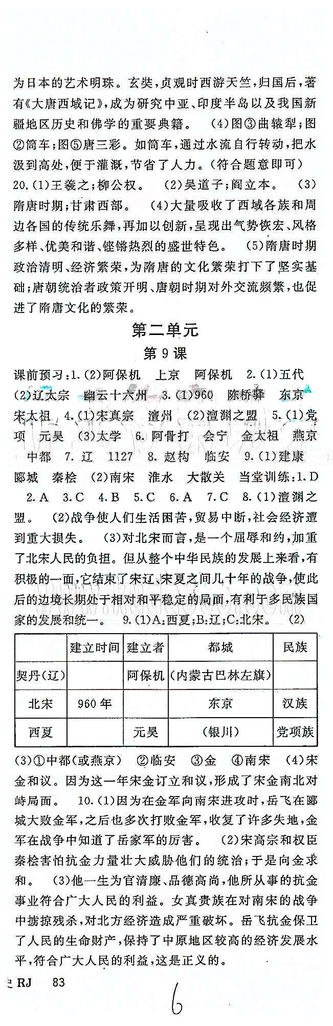 名師大課堂七年級(jí)下歷史吉林教育出版社 第二單元、期中測(cè)試 [1]