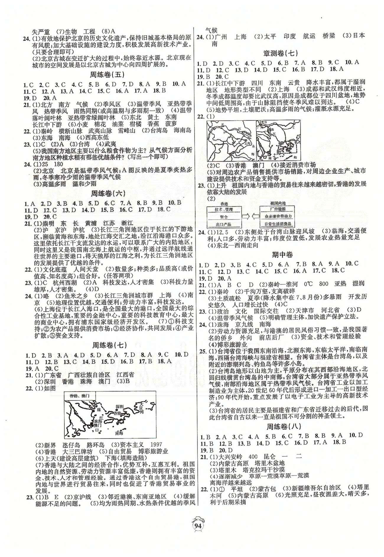 陽光奪冠八年級下地理海南出版社 周練卷、章測卷、期中卷 [2]