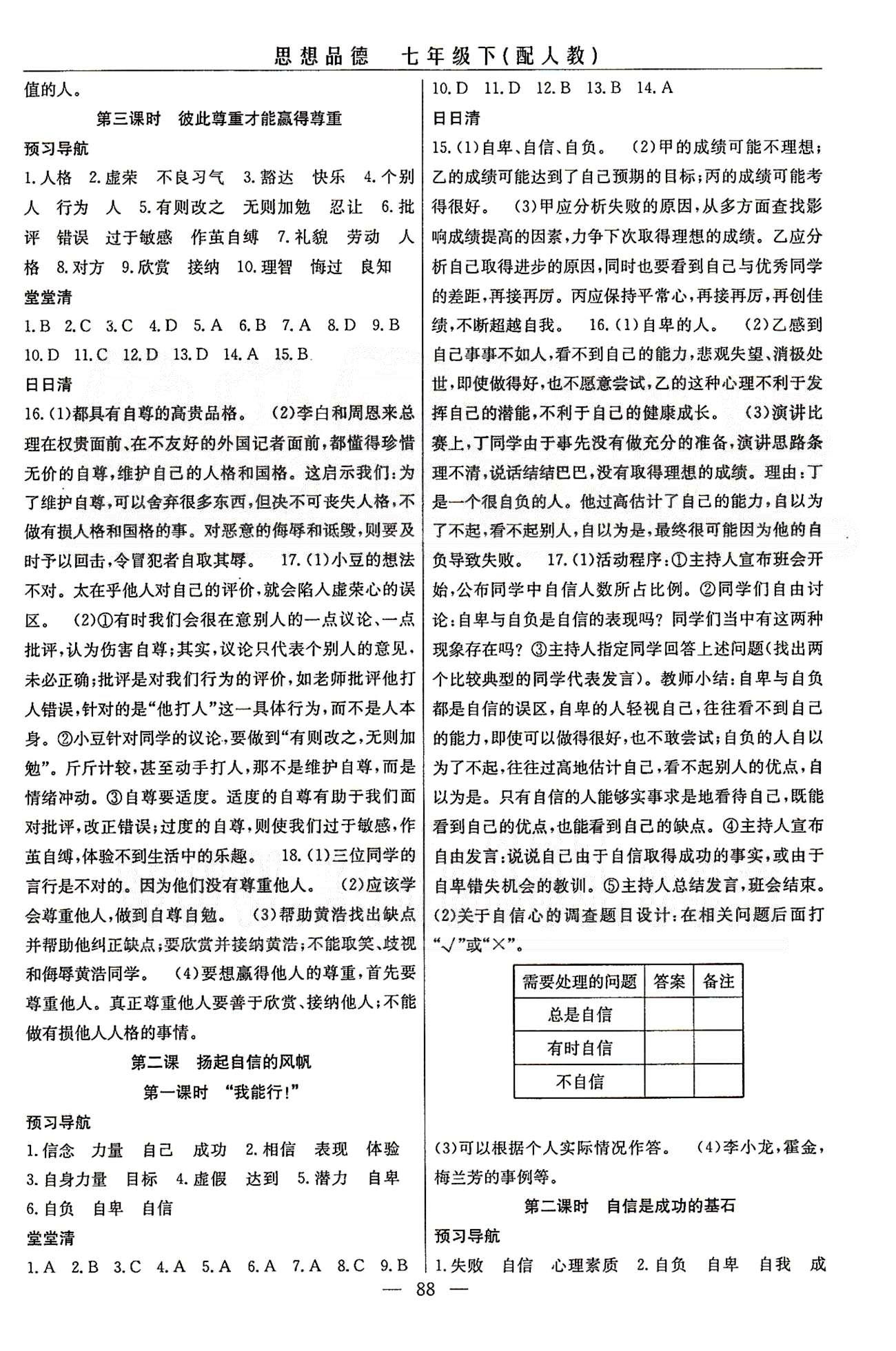 2015年四清導(dǎo)航七年級思想品德下冊人教版 第一單元-第二單元 [2]