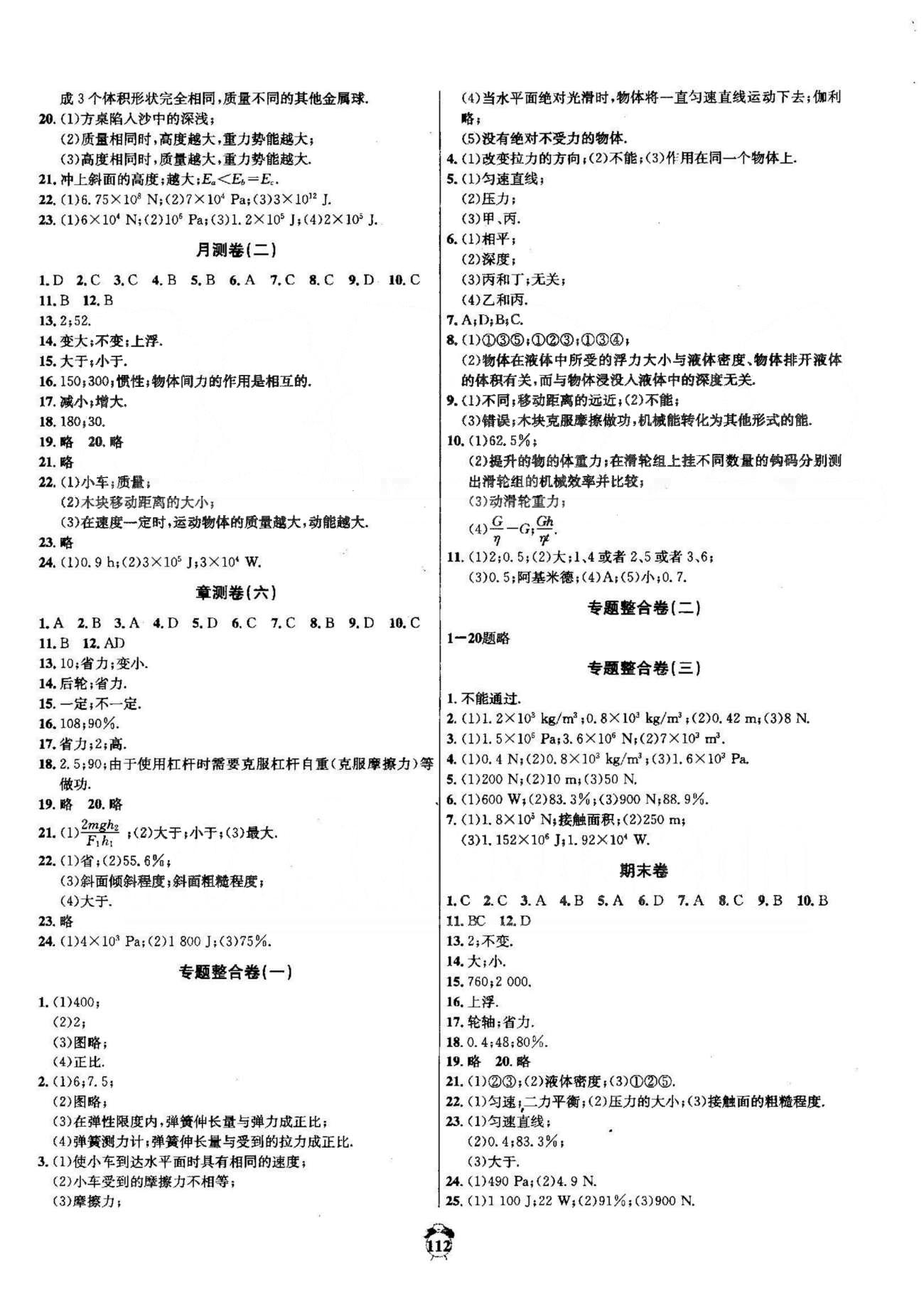 阳光夺冠八年级下物理海南出版社 专题整合1-3 [1]