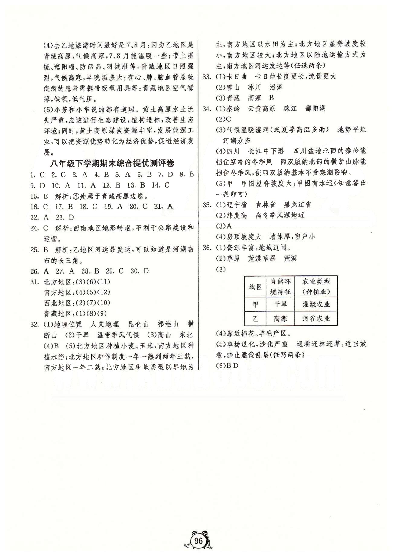 單元雙測全程提優(yōu)測評卷八年級下地理江蘇人民出版社 專題整合復(fù)習(xí)卷、期末 [3]