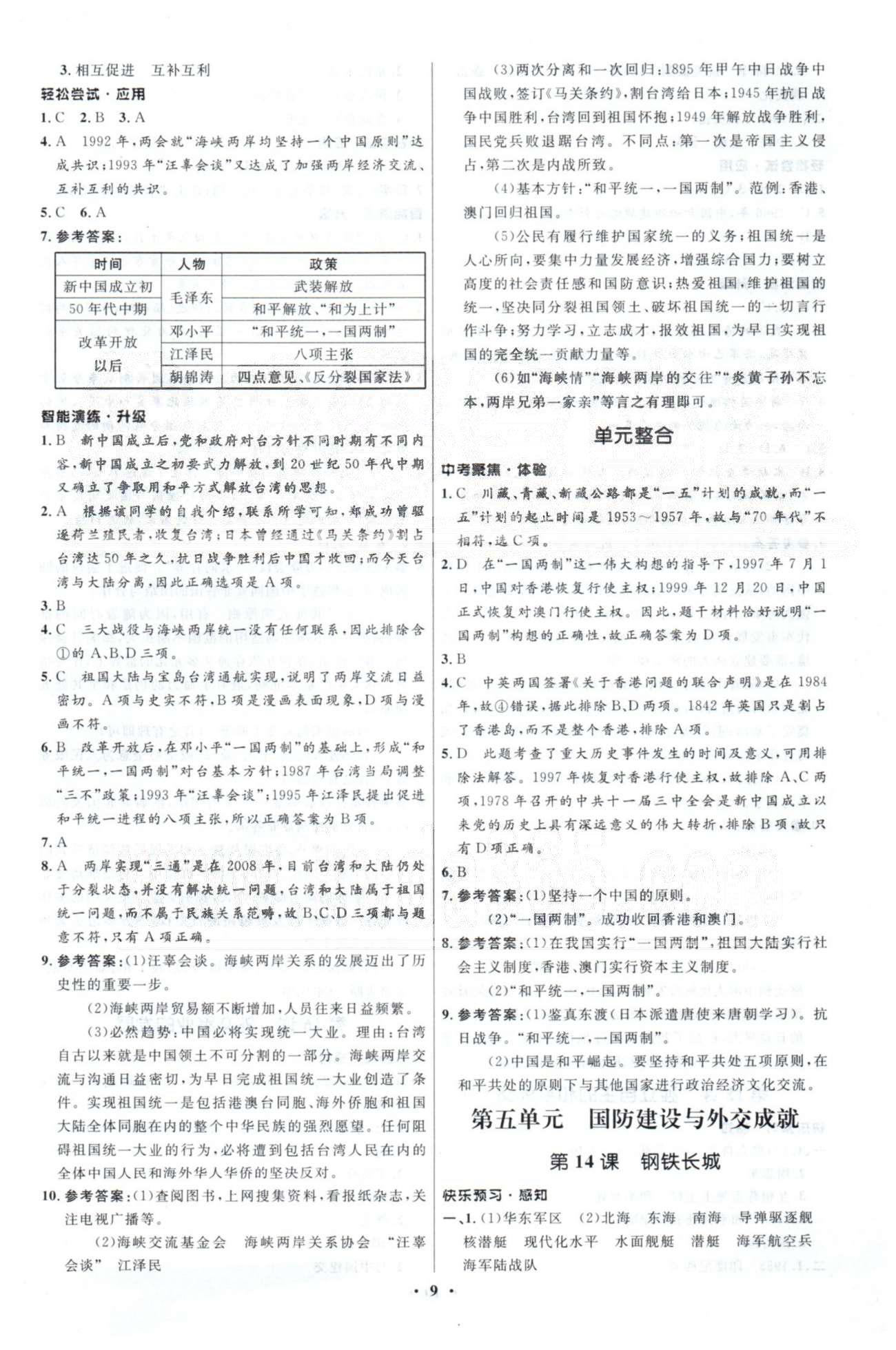 2015年初中同步測控優(yōu)化設(shè)計八年級中國歷史下冊人教版 1-4單元 [9]