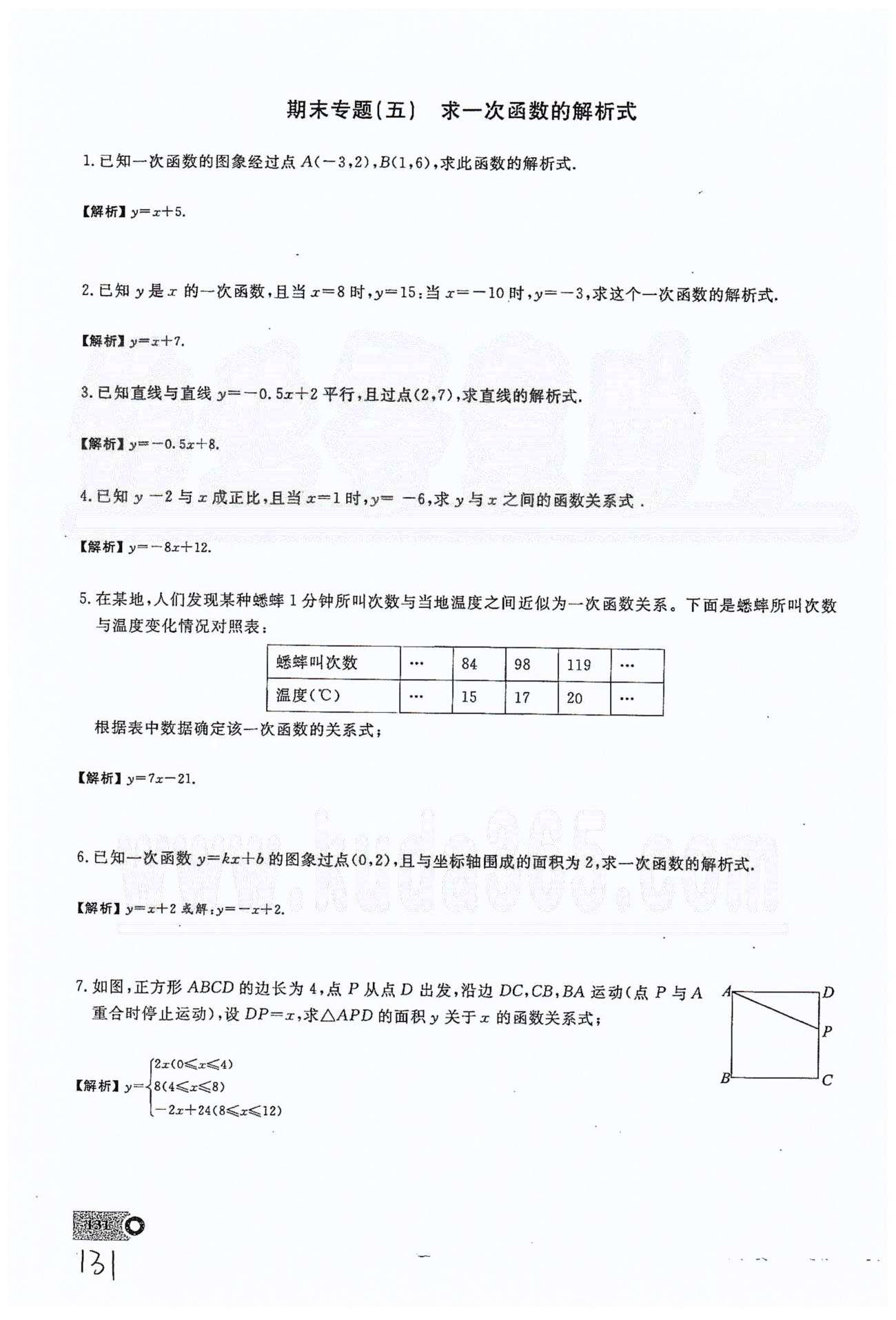 2015思維新觀察課時(shí)精練八年級下數(shù)學(xué)長江少年兒童出版社 期末復(fù)習(xí)專題（一）-（十四） [5]