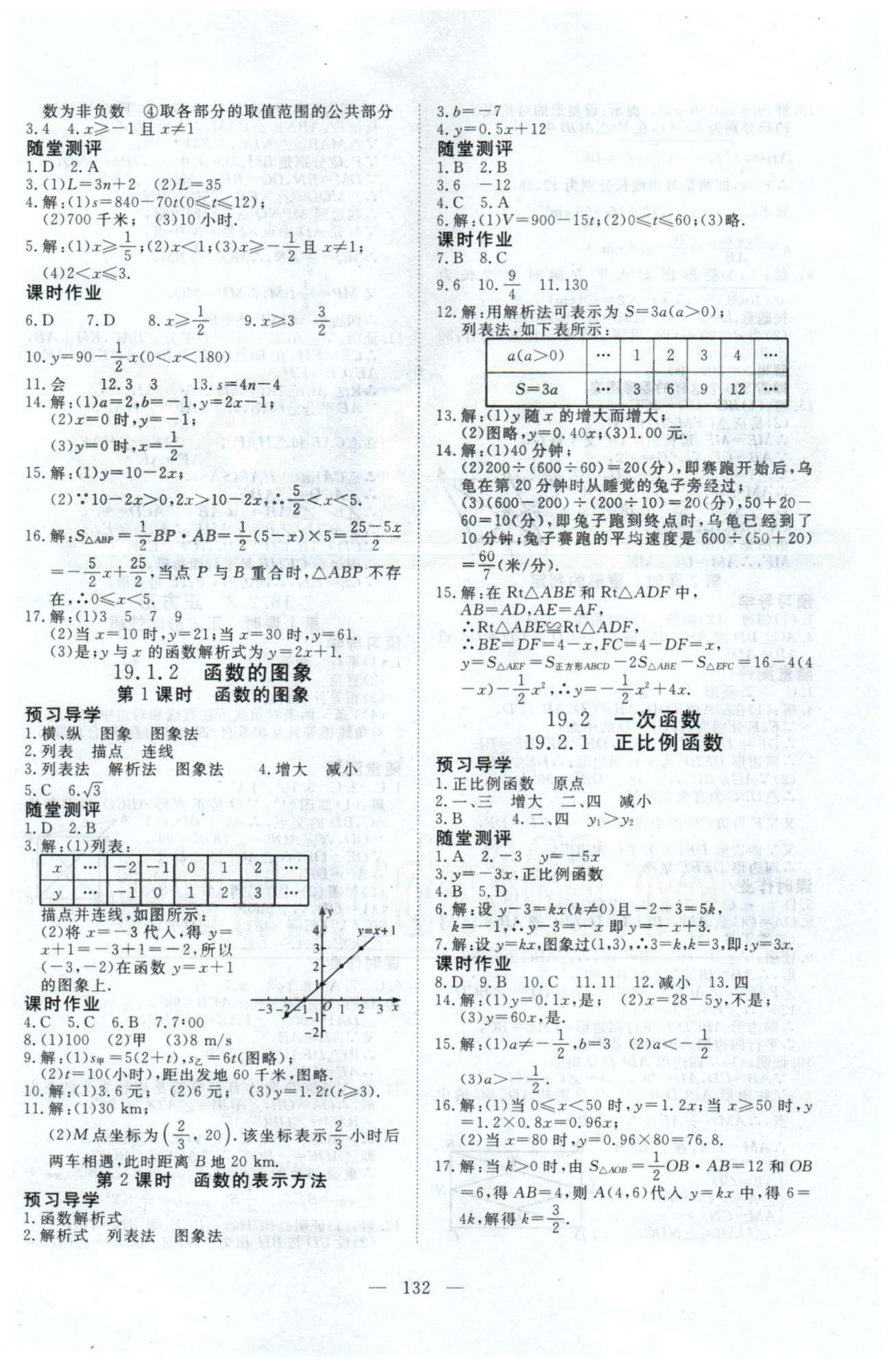 351高效課堂導學案八年級下數(shù)學湖北科學技術(shù)出版社 19-20章 [2]