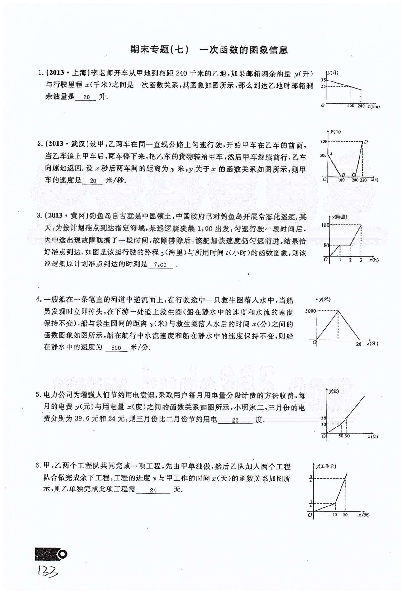 2015思維新觀察課時精練八年級下數(shù)學長江少年兒童出版社 期末復習專題（一）-（十四） [7]