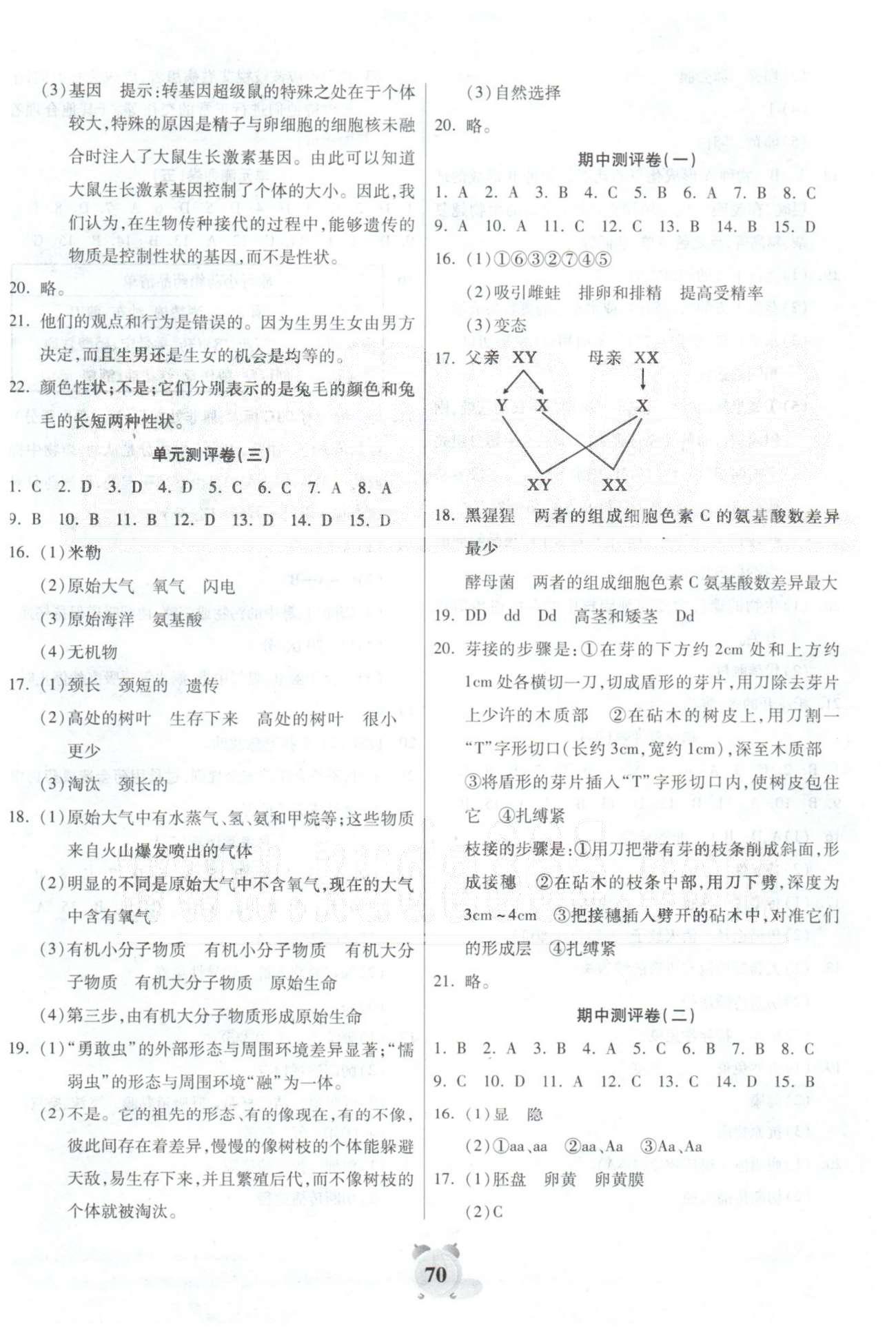 全程優(yōu)選卷八年級(jí)下生物延邊大學(xué)出版社 月考1，單元測評(píng)3 [2]