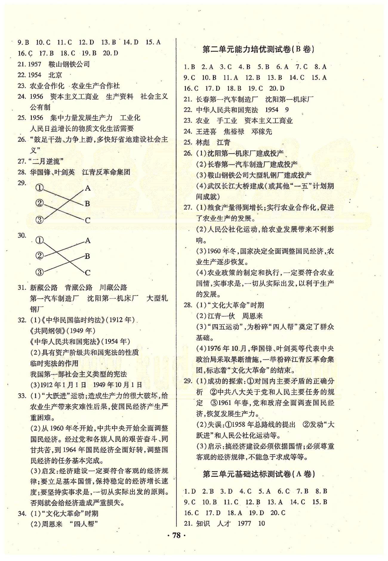 2015年优化夺标单元测试卷八年级历史下册人教版 第一单元-第四单元、期中 [2]