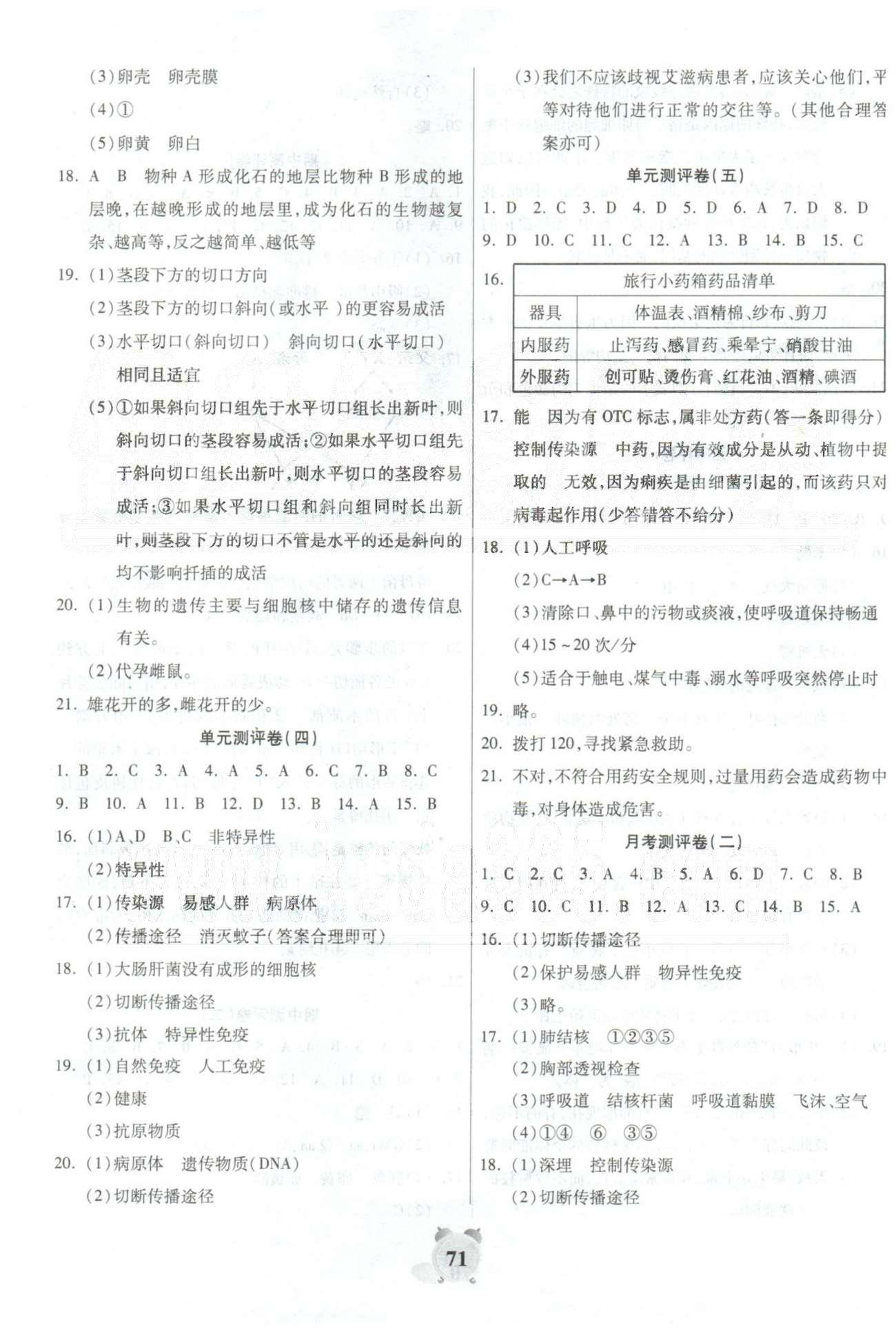 全程優(yōu)選卷八年級下生物延邊大學出版社 期中測評1-2 [2]