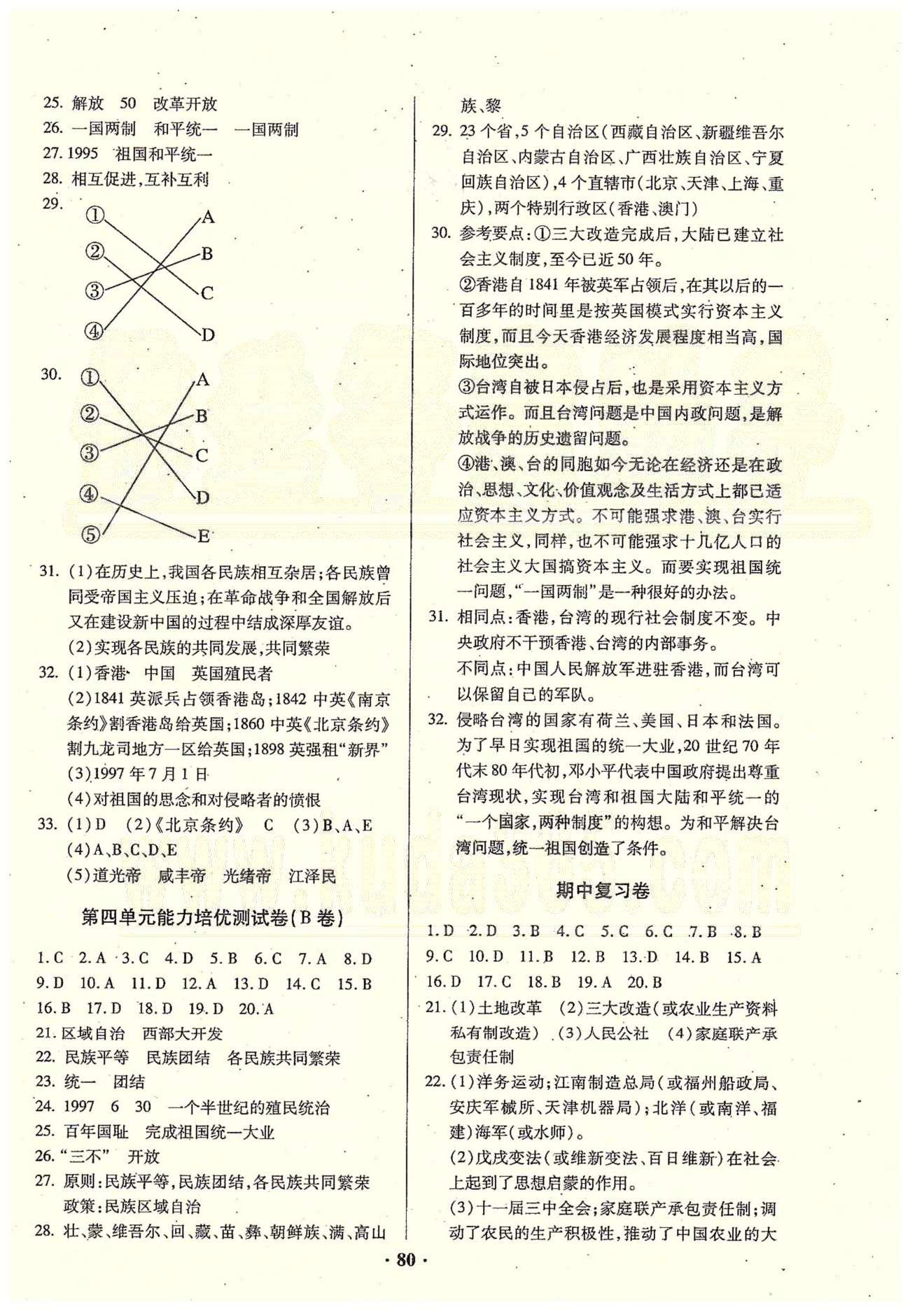 2015年优化夺标单元测试卷八年级历史下册人教版 第一单元-第四单元、期中 [4]