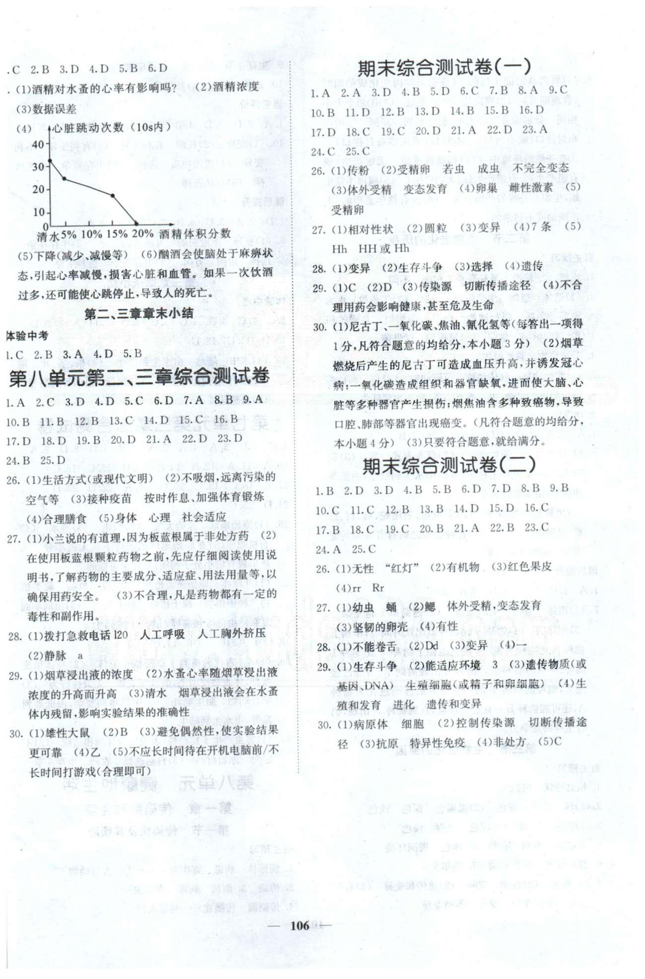 課堂點(diǎn)睛八年級(jí)下生物希望出版社 期末測(cè)試1-2 [1]