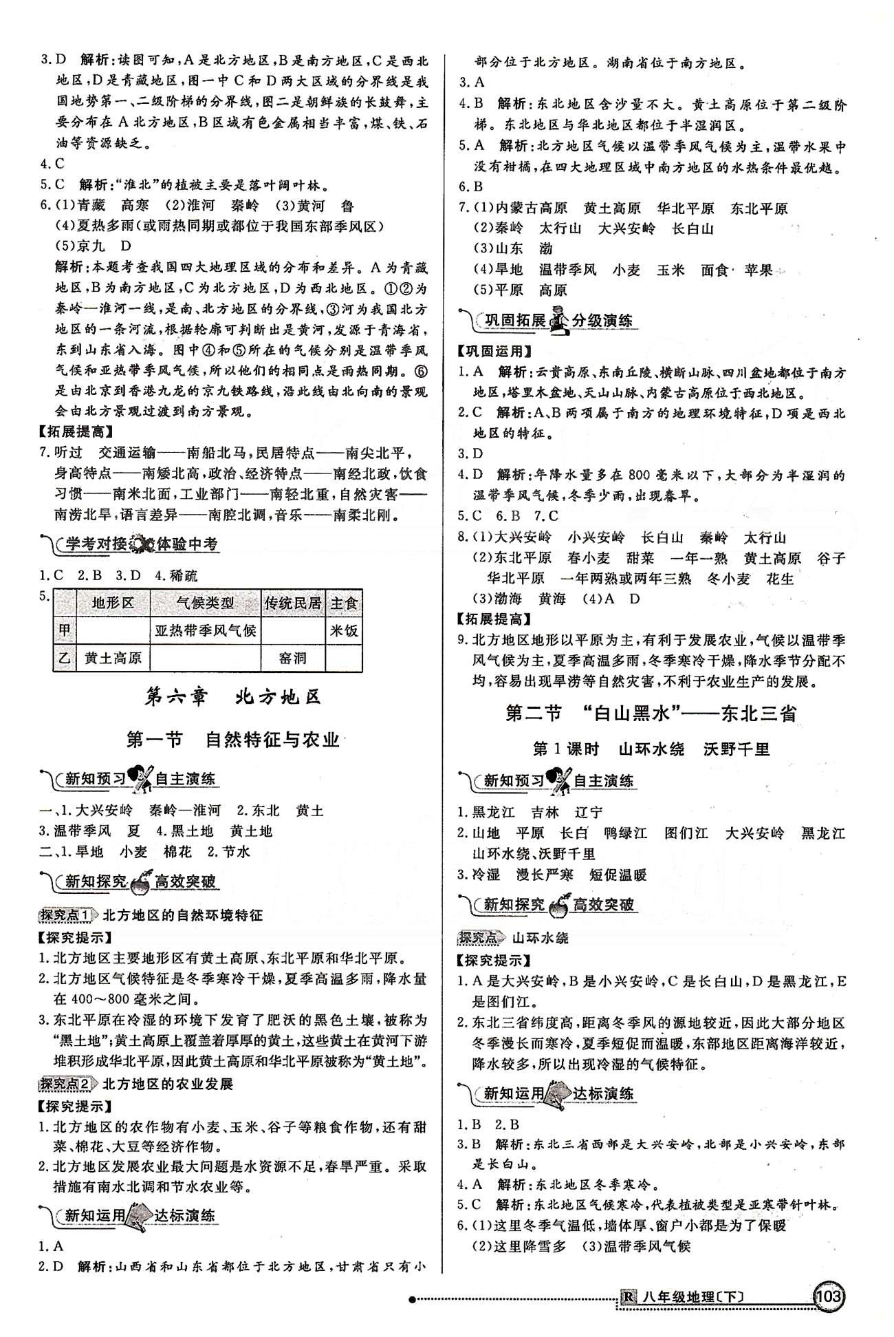 練出好成績八年級下地理延邊大學出版社 第五章-第六章 [2]