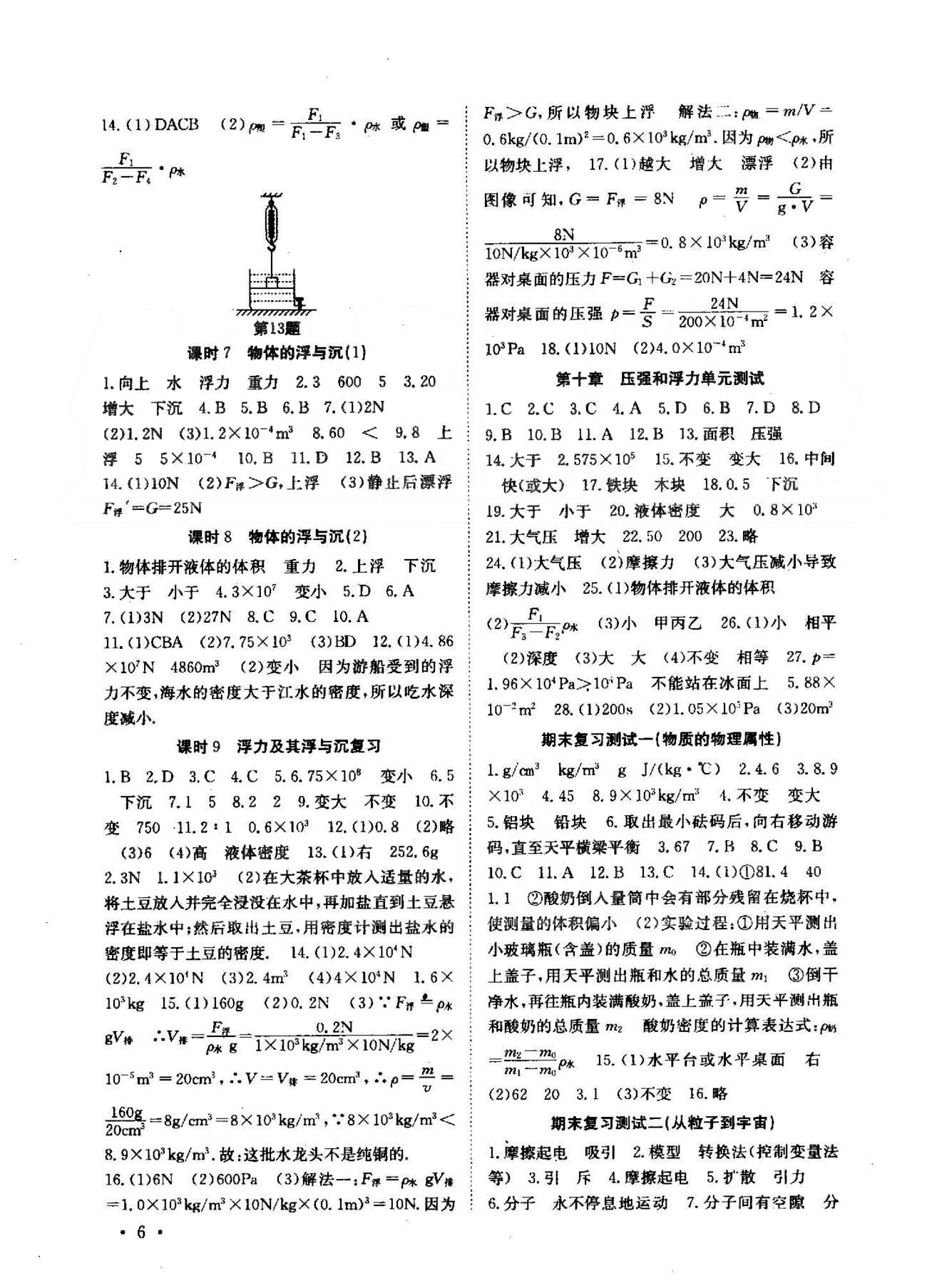 高效精練基礎練習能力測試八年級下物理北方婦女兒童出版社 期末復習1-10 [1]