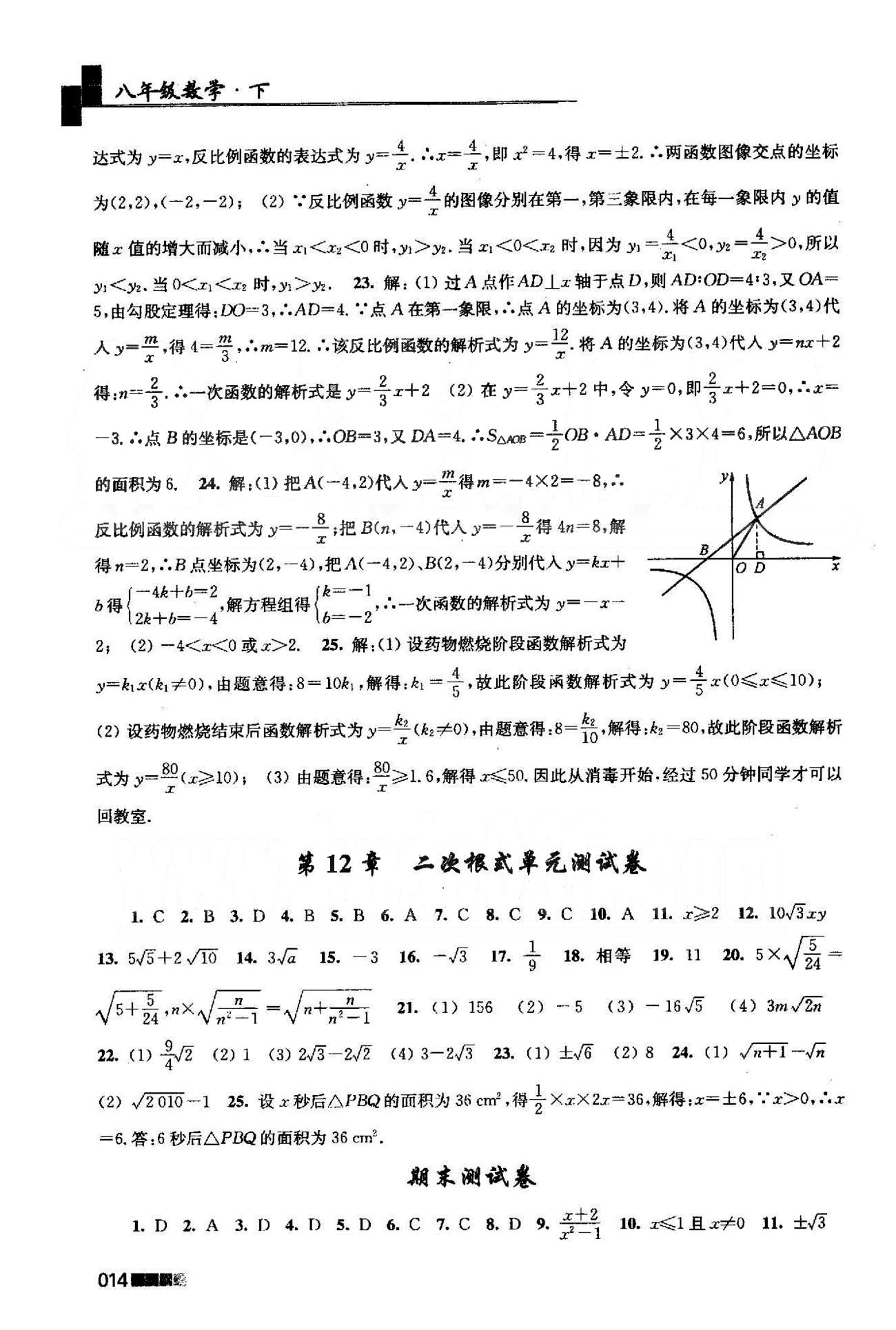 新編金3練 蘇教版八年級下數(shù)學(xué)東南大學(xué)出版社 10-12測試卷 [2]