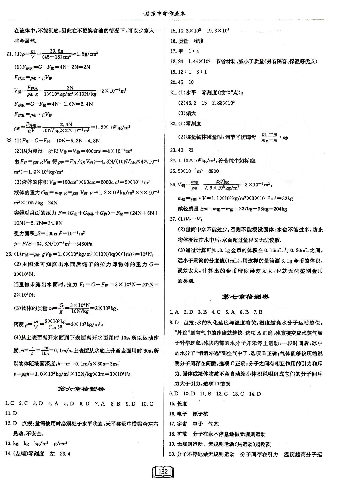 啟東系列同步篇啟東中學(xué)作業(yè)本  蘇教版八年級下物理龍門書局 第十章　壓強(qiáng)和浮力 [8]