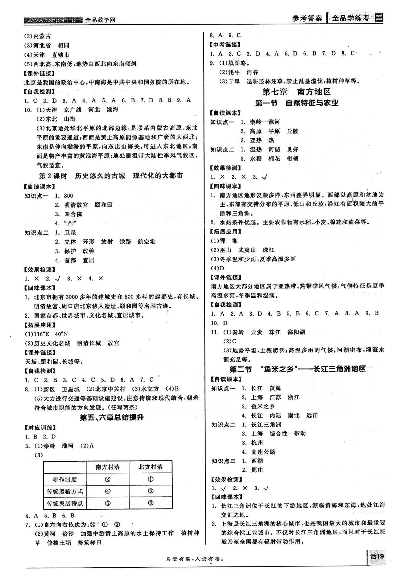 2015年全品学练考八年级地理下册人教版 第五章-第七章 [3]