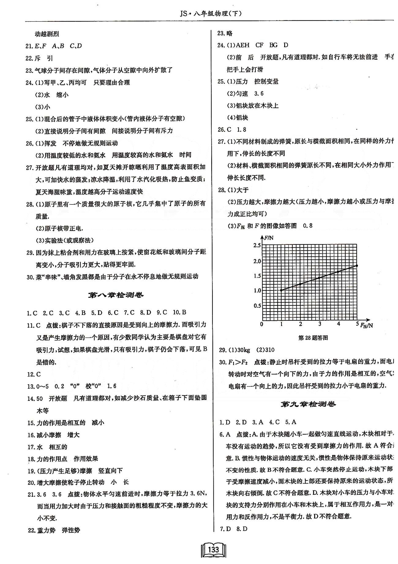 啟東系列同步篇啟東中學(xué)作業(yè)本  蘇教版八年級(jí)下物理龍門書局 檢測(cè)卷 [2]