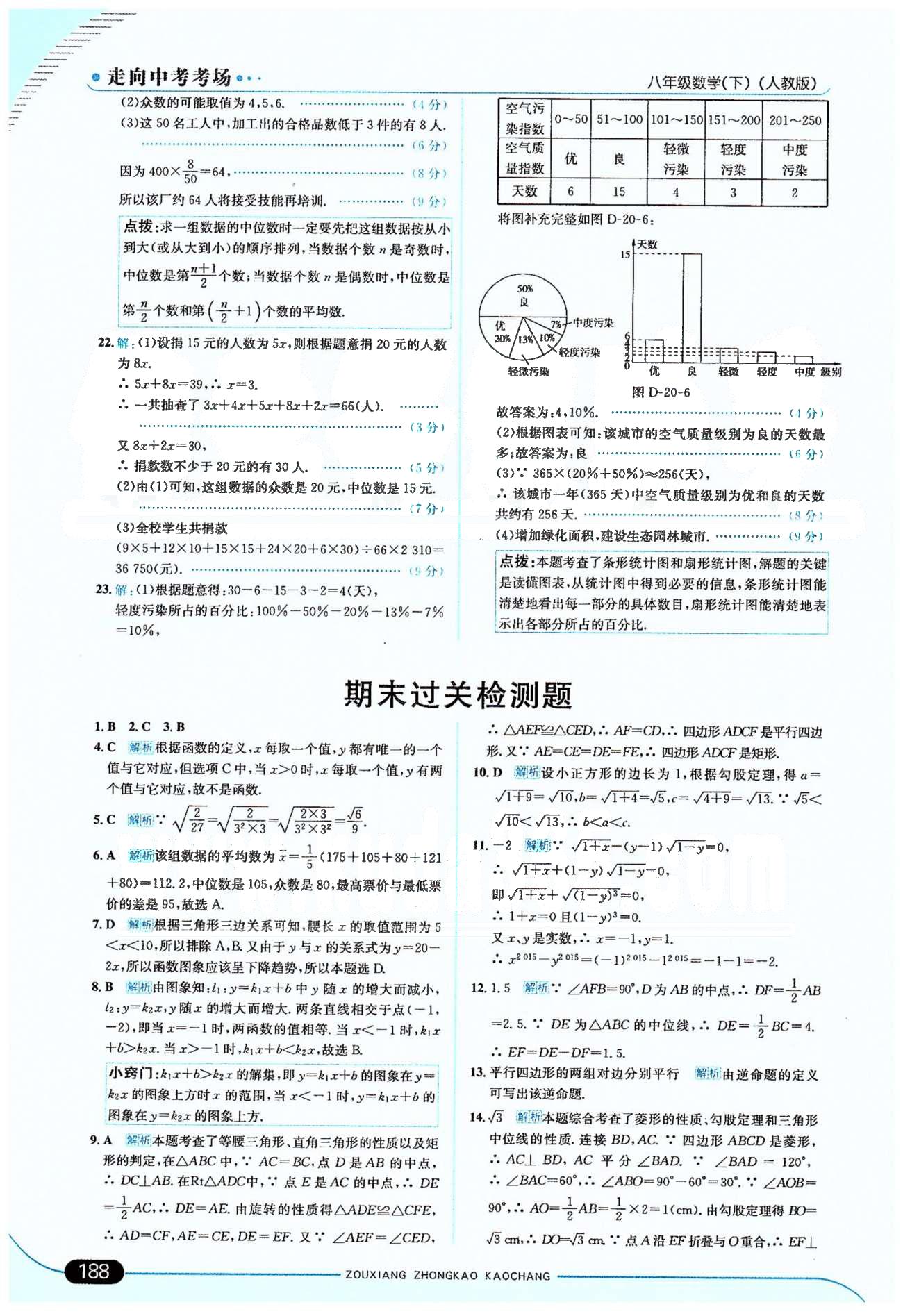 走向中考考場八年級下數(shù)學(xué)希望出版社 期末過關(guān)檢測題 [1]