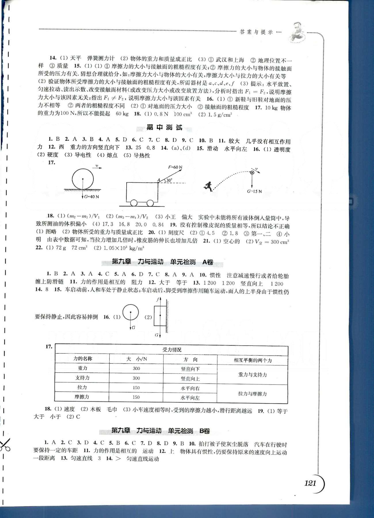 同步练习 苏教版八年级下物理江苏科学技术出版社 第六-第八单元检测、期中测试 [2]