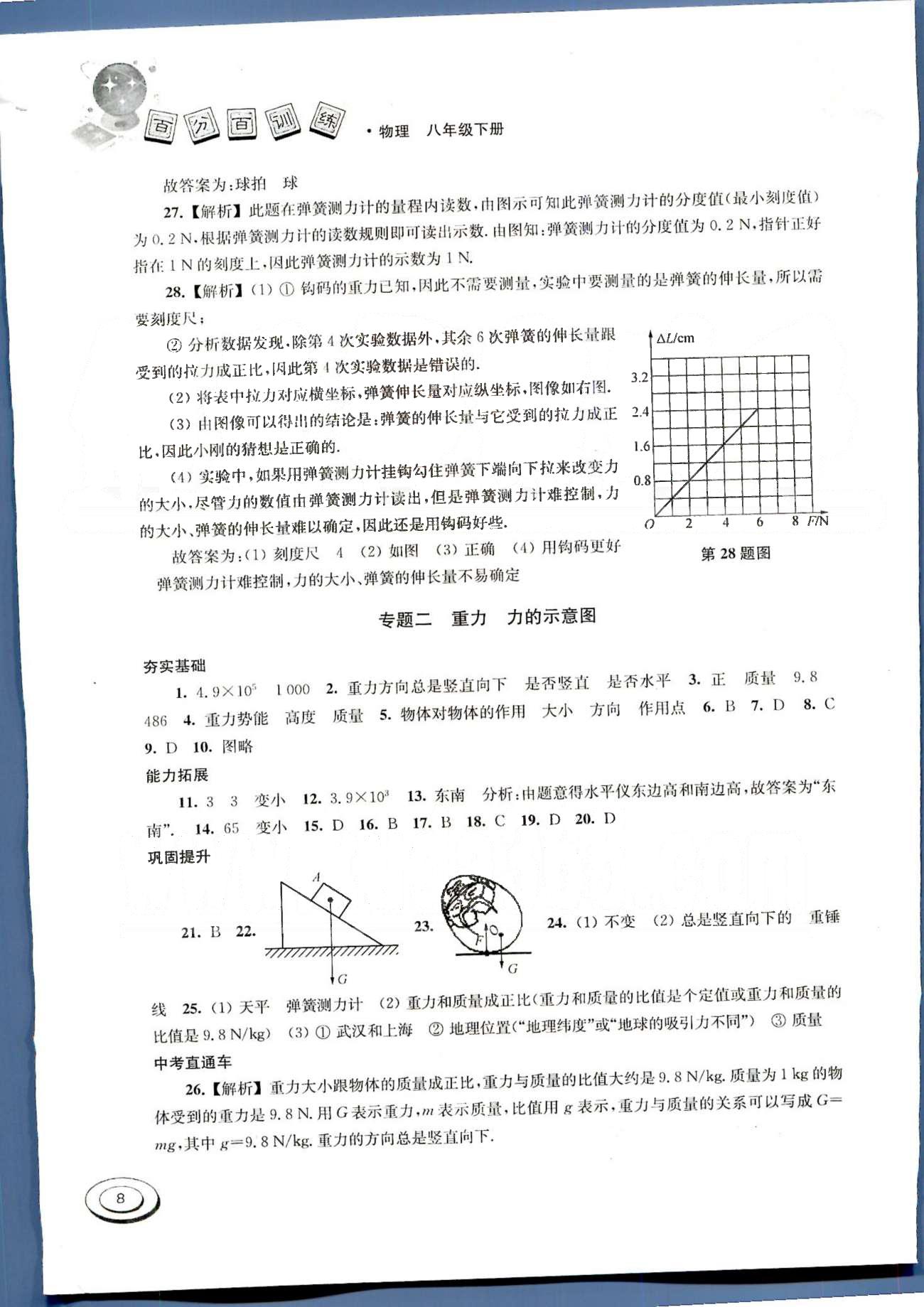 百分百訓(xùn)練八年級(jí)下物理江蘇人民出版社 第七章-第八章 [8]