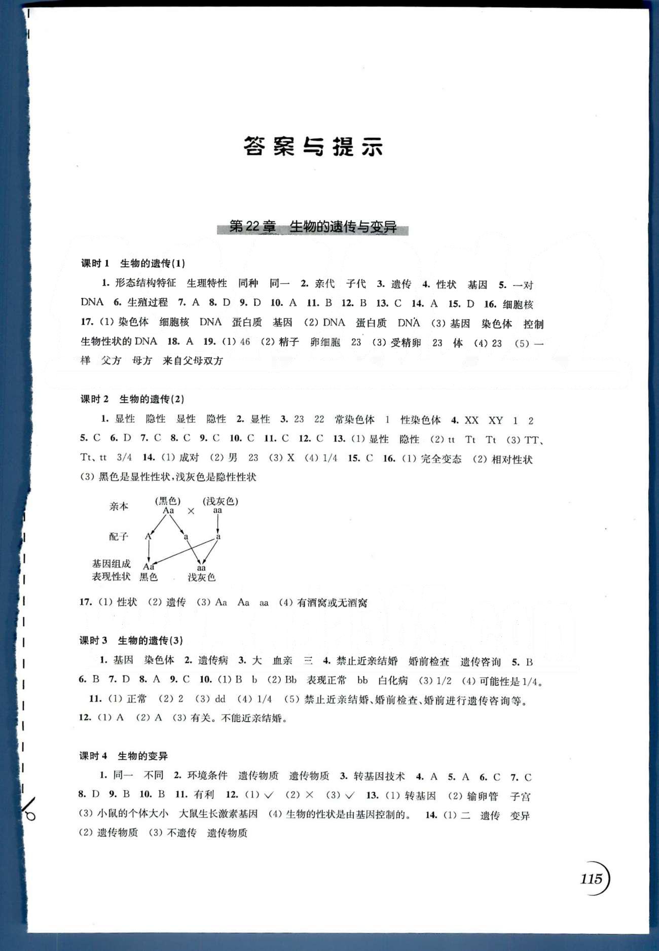 同步练习 苏教版八年级下生物江苏科学技术出版社 第22-23章 [1]