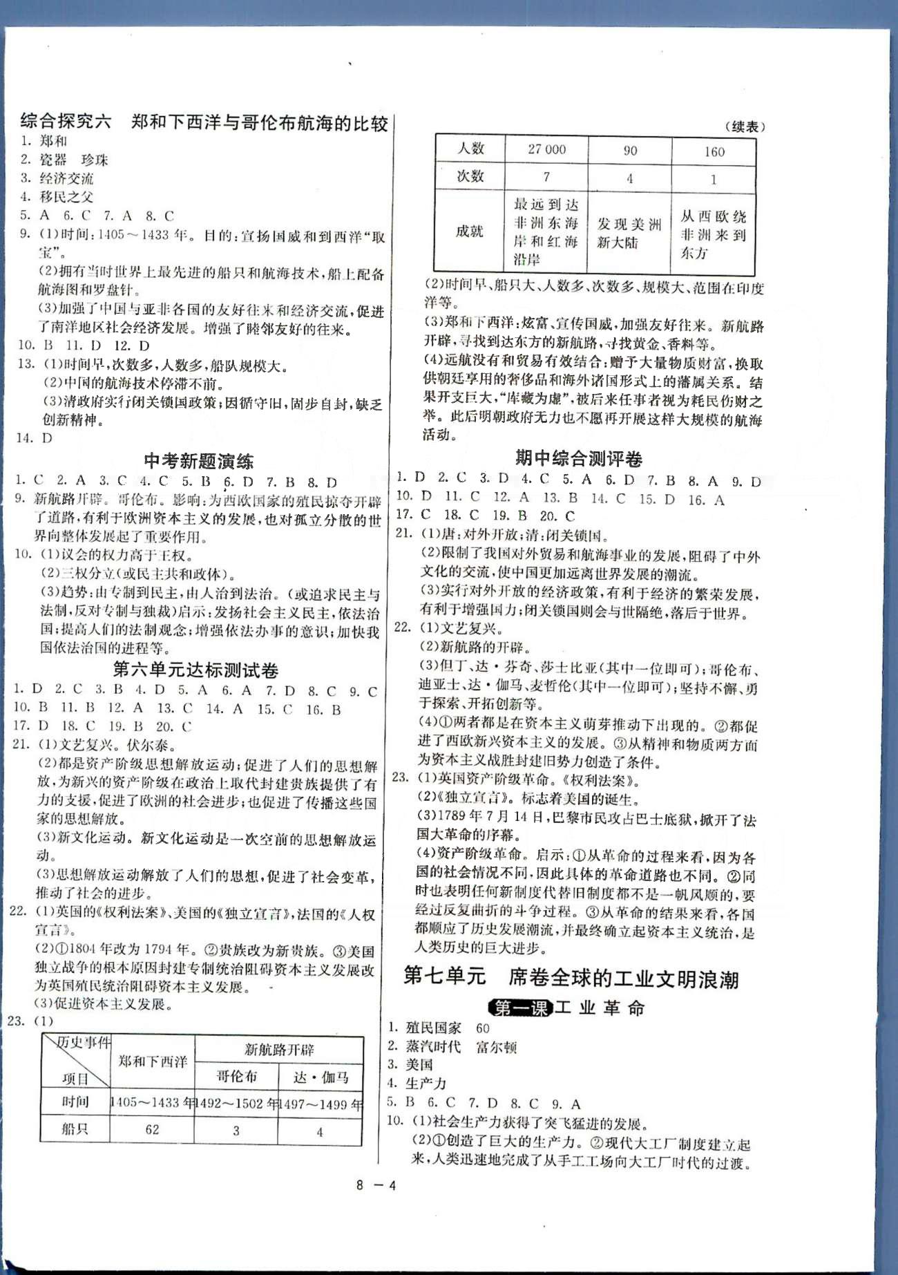 1课3练单元达标测试八年级下历史中国少年儿童出版社 或 江苏人民出版社 第5-6单元、期中综合测评卷 [4]