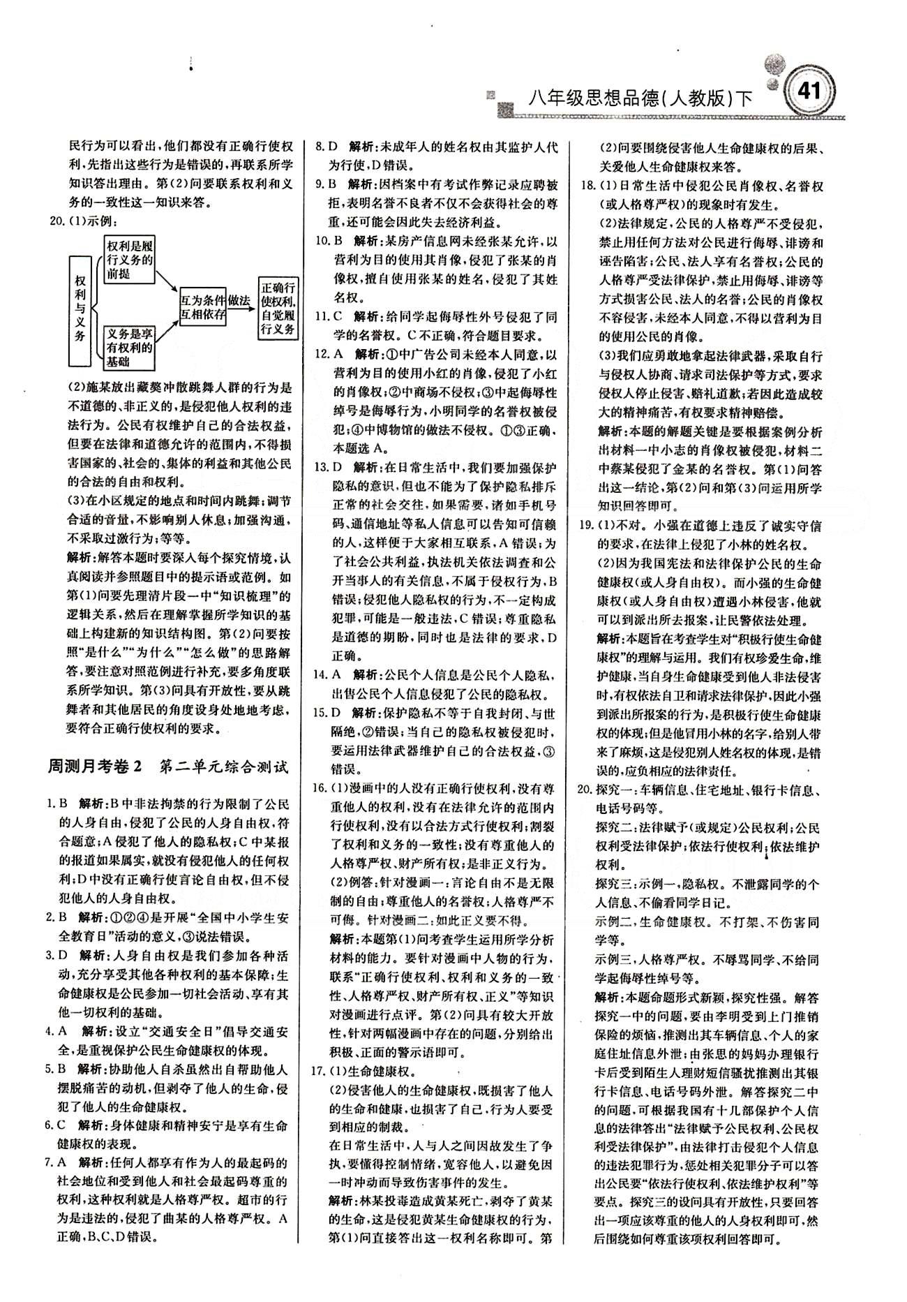 周測月考直通中考八年級下政治北京教育出版社 周測月考卷 [2]