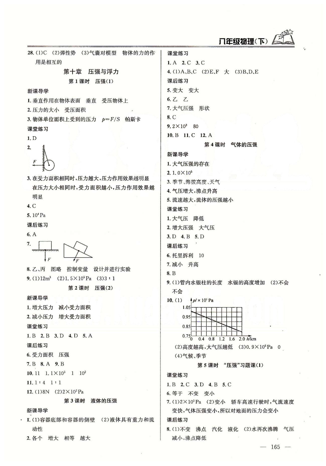 課時(shí)學(xué)案作業(yè)本八年級(jí)下物理南京大學(xué)出版社 期中 [4]