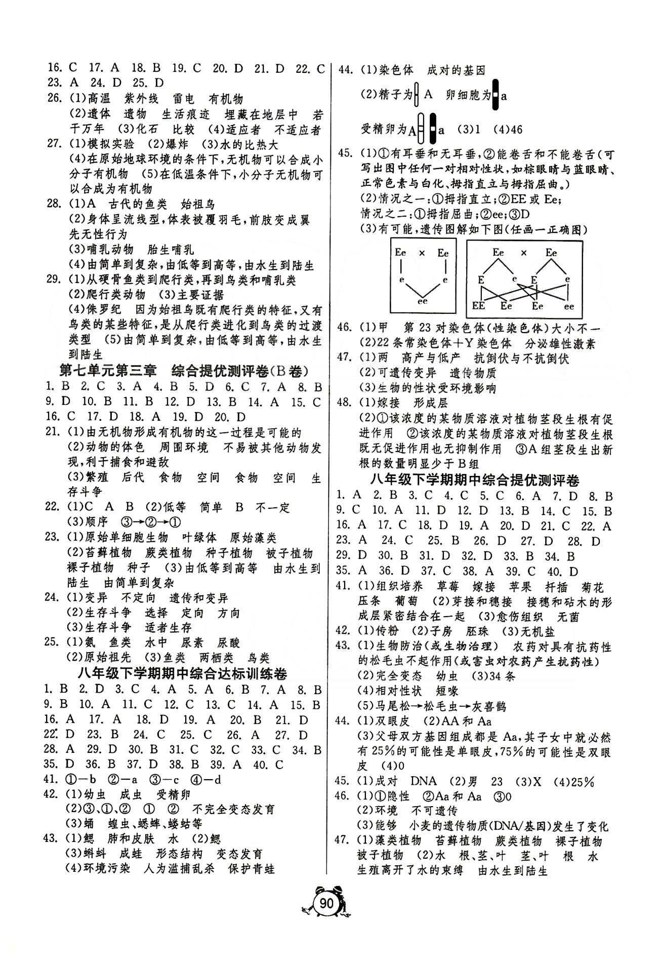 單元雙測全程提優(yōu)測評卷八年級下生物江蘇人民出版社 第七單元-第八單元 [2]