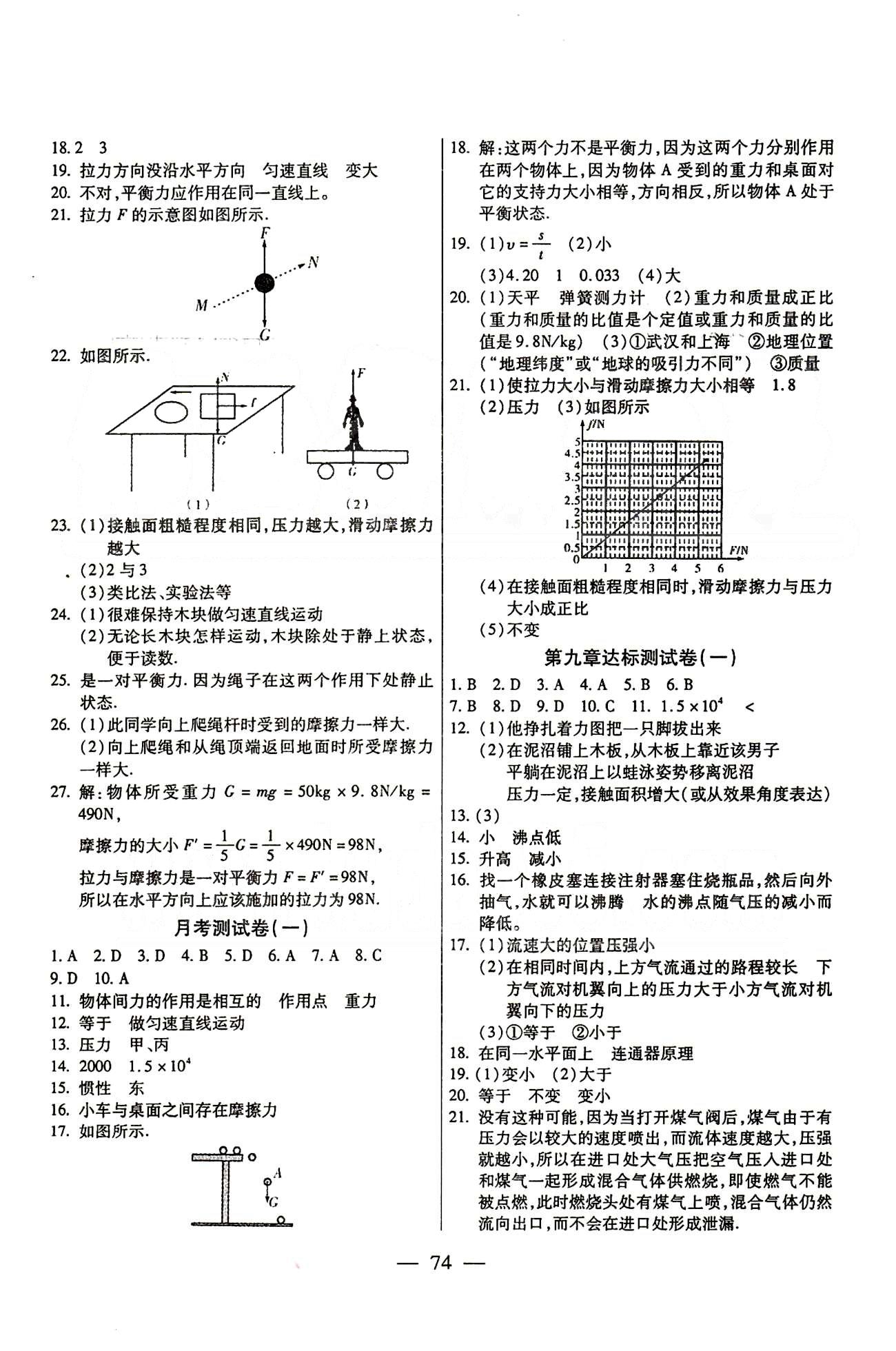 名師金考卷全程復(fù)習(xí)檢測一卷通八年級下物理天津科學(xué)技術(shù)出版社 第七章-第十二章 [2]