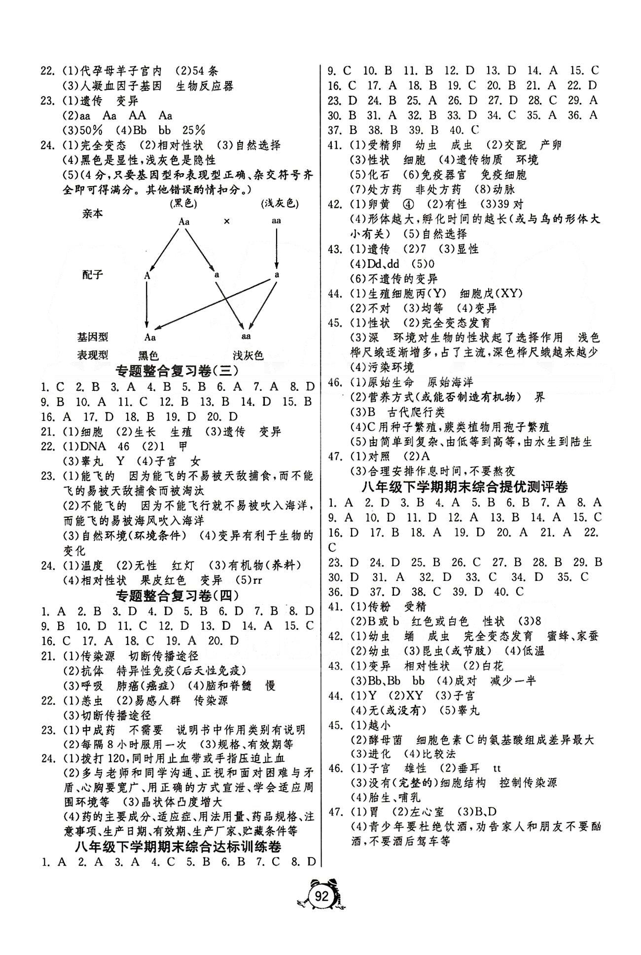 單元雙測全程提優(yōu)測評卷八年級(jí)下生物江蘇人民出版社 第七單元-第八單元 [4]