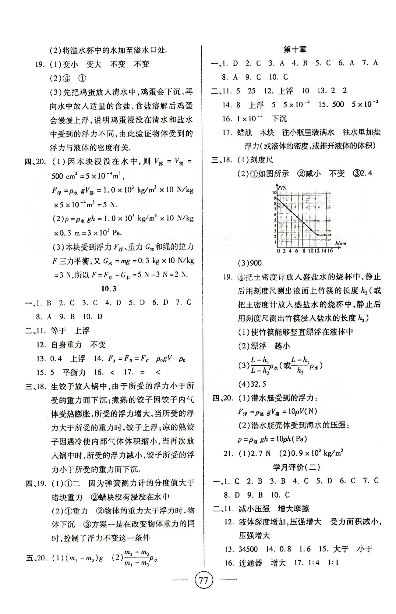 全程考評一卷通八年級下物理西安交通大學(xué)出版社 第七章-第十二章 [5]