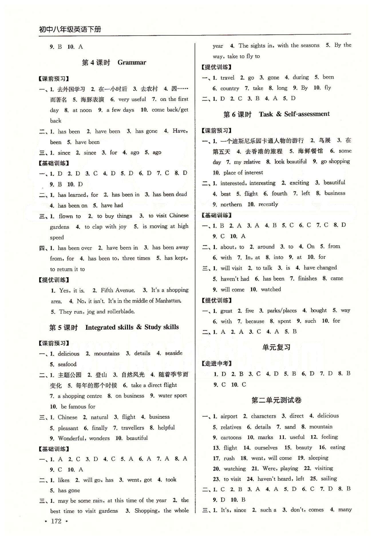 尖子生課時(shí)訓(xùn)練八年級(jí)下英語(yǔ)江蘇青少年兒童出版社 Unit 1-Unit 2 [4]