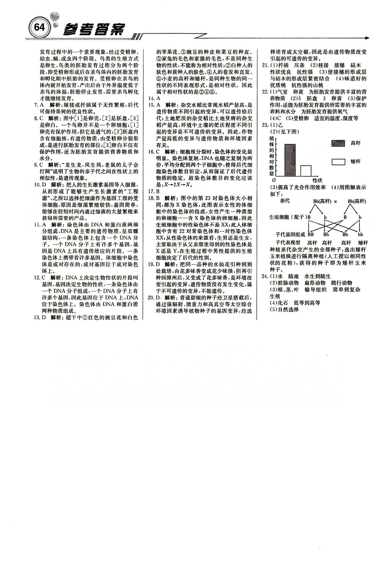 正版 15春輕巧奪冠直通書系 周測月考中考人教版八年級生物下塑裝八年級下北京教育出版社 周測月考卷 [6]