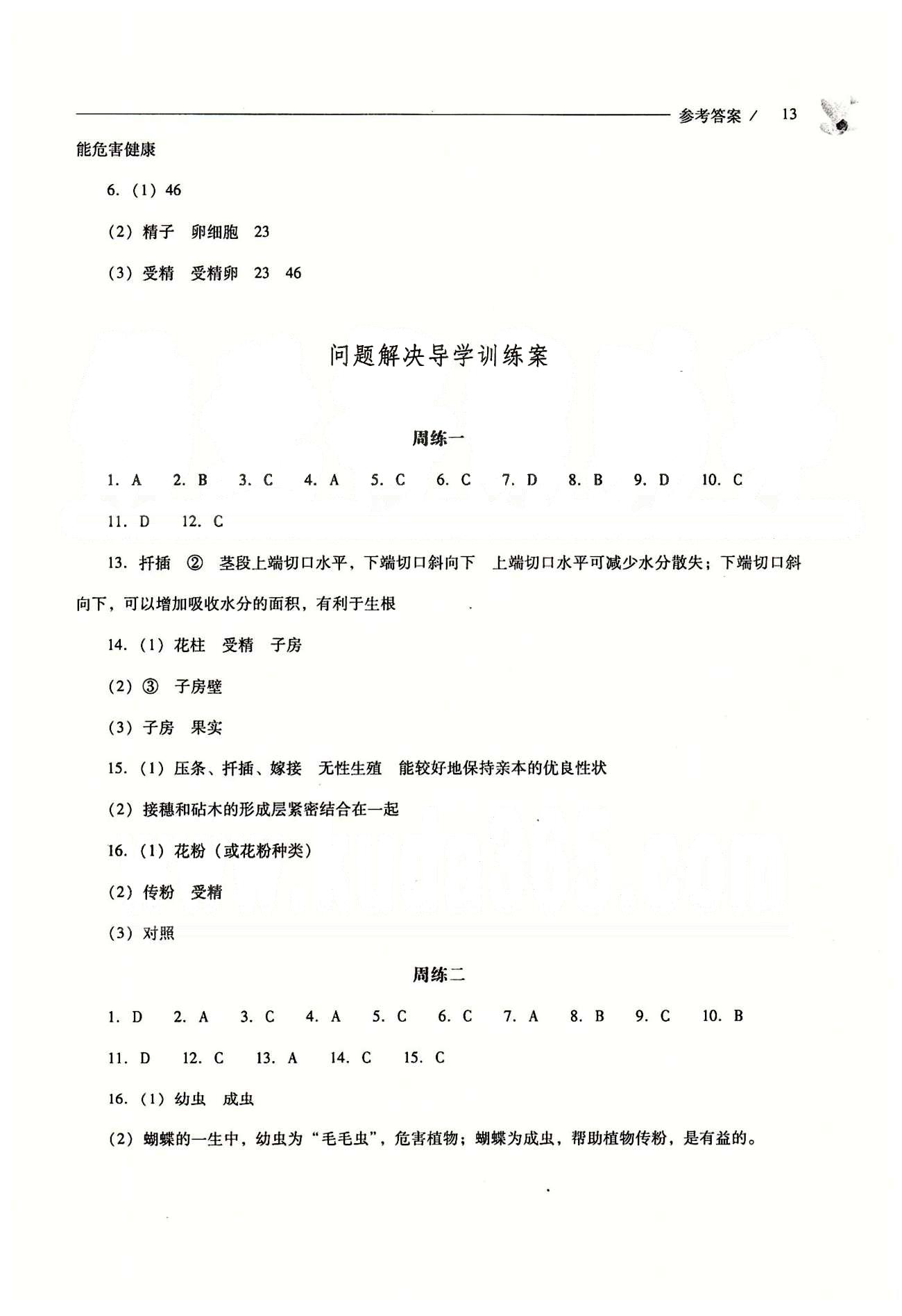 2015年新課程問題解決導(dǎo)學(xué)方案八年級(jí)生物學(xué)下冊(cè)人教版 第八單元 健康的生活 [7]