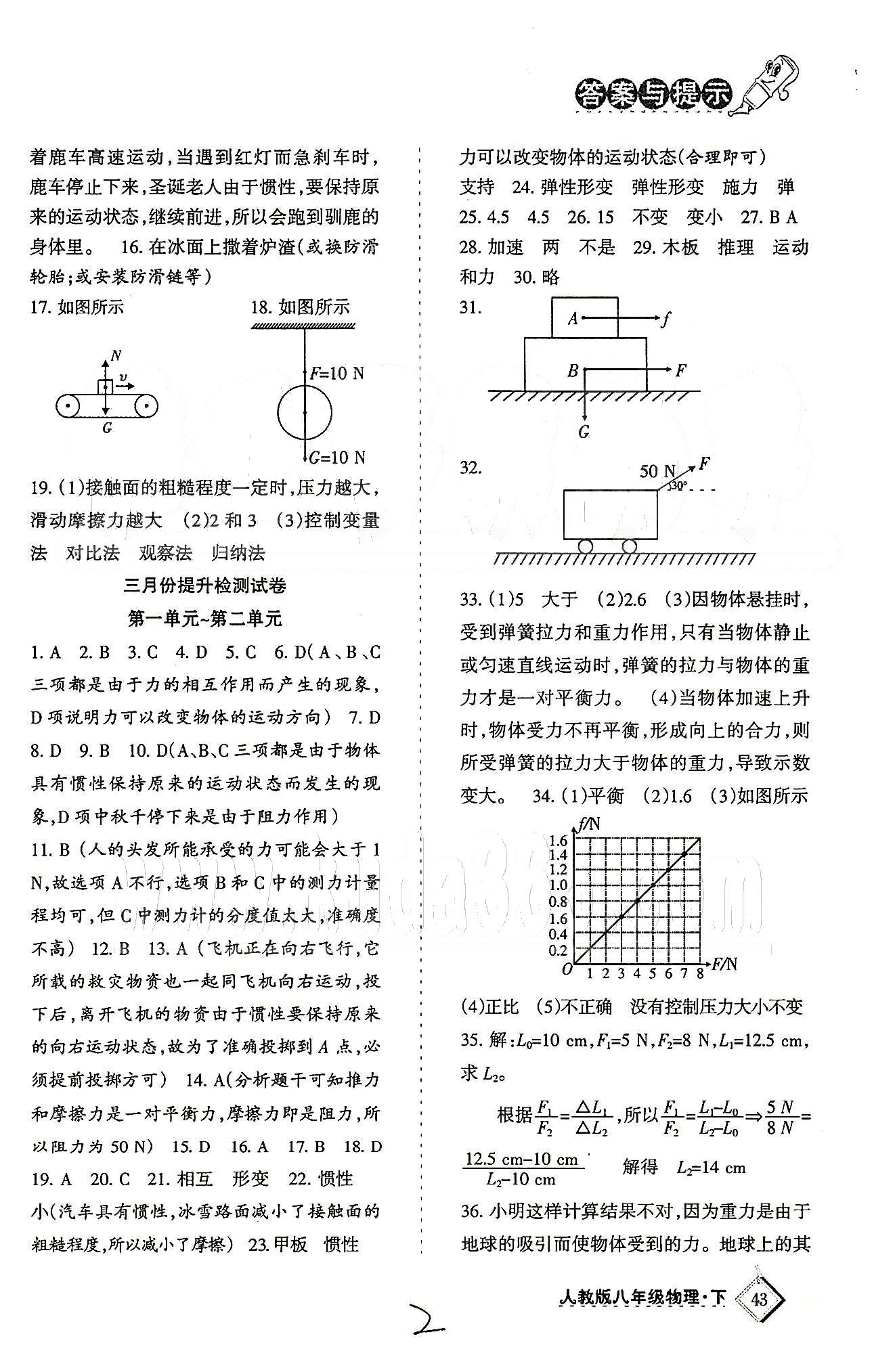 目标与检测综合能力达标质量检测卷八年级下物理贵州人民出版社 冲刺卷 [2]