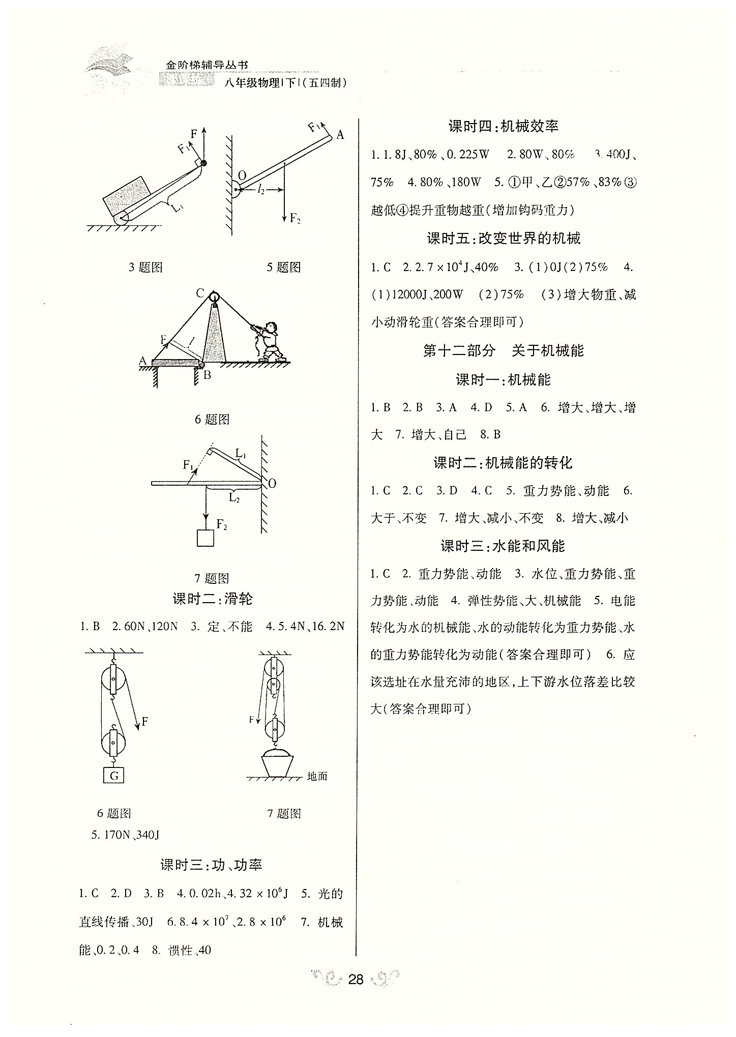 金阶梯课课练单元侧八年级下物理吉林大学出版社 第七部分-第十二部分 [3]