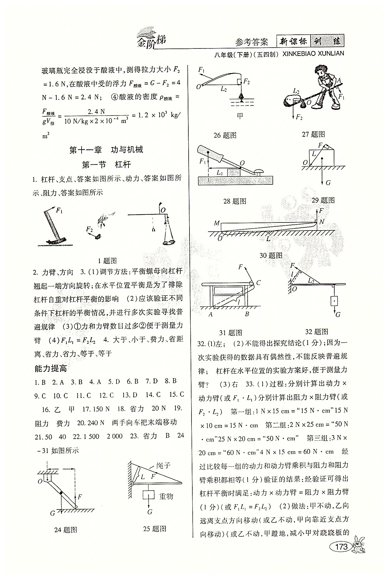 金阶梯课课练单元侧八年级下物理吉林大学出版社 第十章-第十二章 [4]