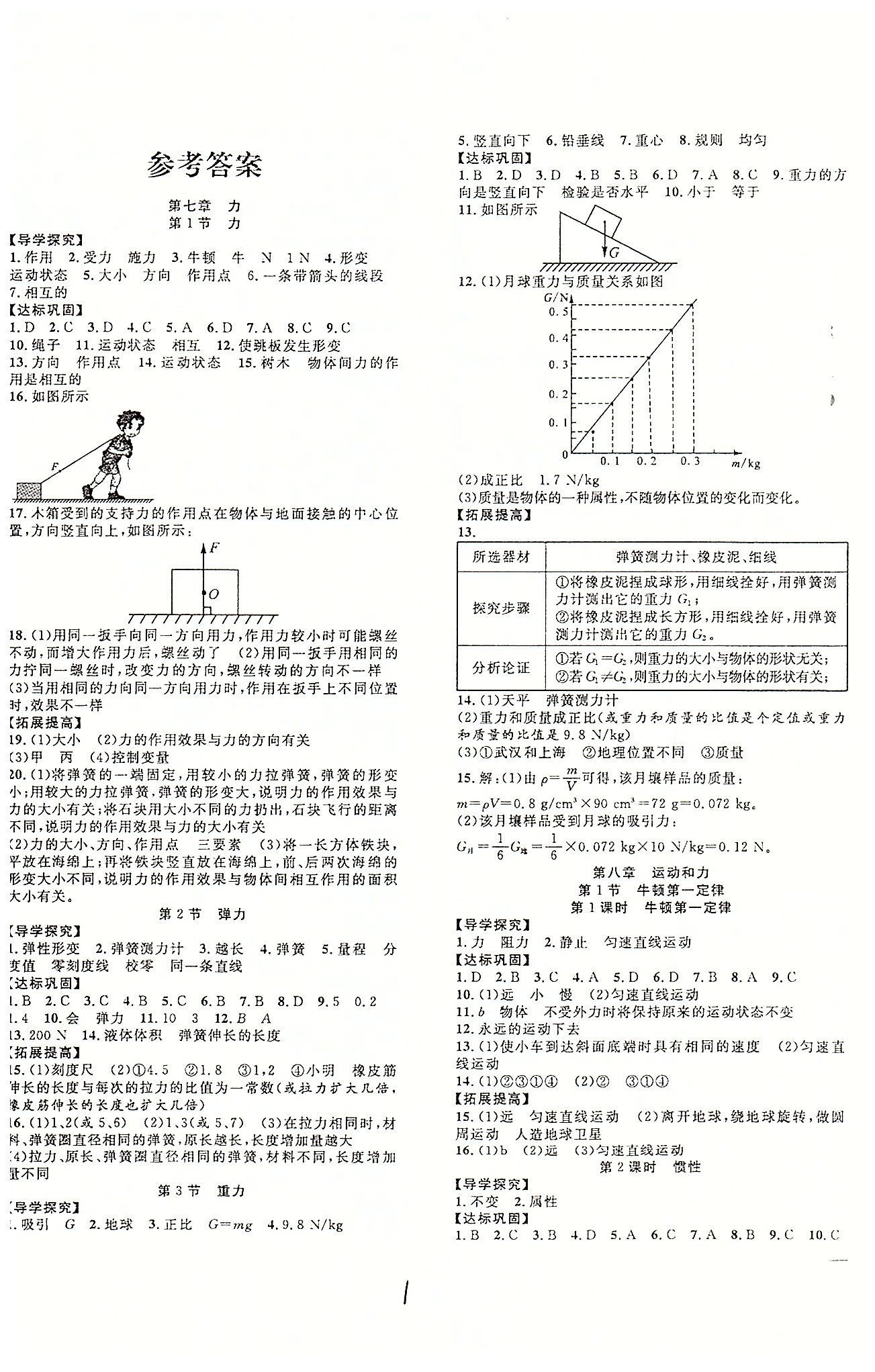 体验型学案八年级下物理安徽文艺出版社 第七章-第十二章 [1]