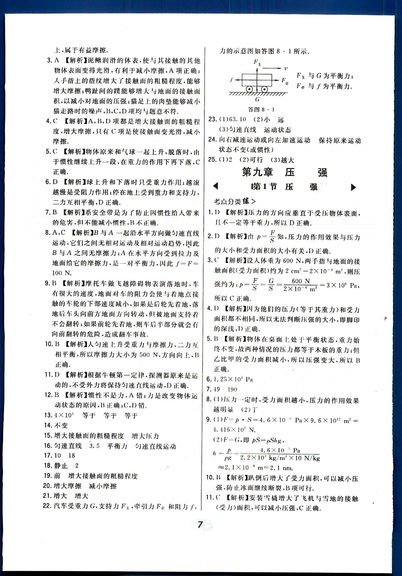 2016年北大綠卡課時(shí)同步講練八年級(jí)物理下冊(cè)人教版 第七章-第十二章 [7]