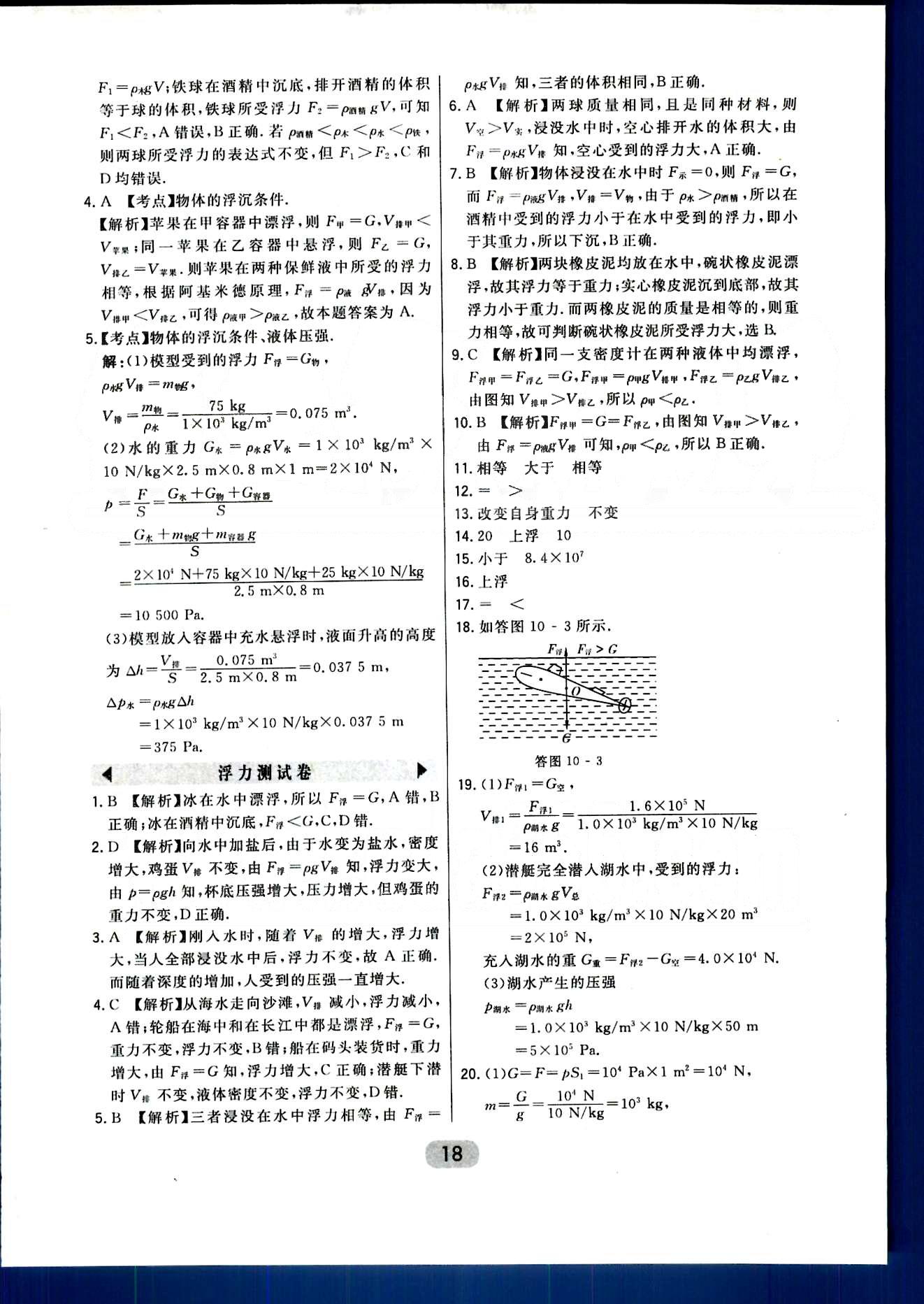 2016年北大綠卡課時(shí)同步講練八年級(jí)物理下冊(cè)人教版 活頁(yè)測(cè)試卷 [1]